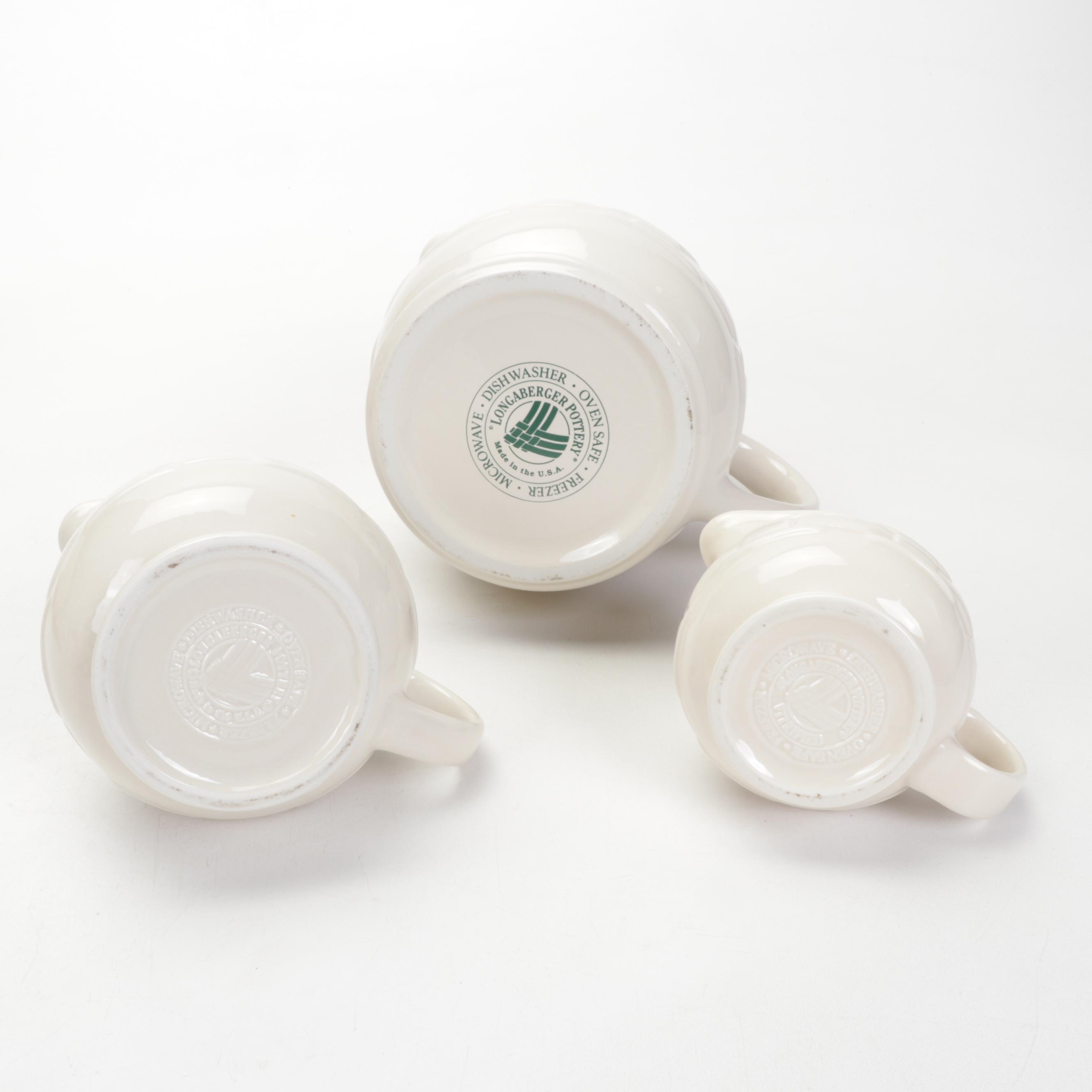 Longaberger "Woven Traditions" Ivory Ceramic Pitcher and Serveware