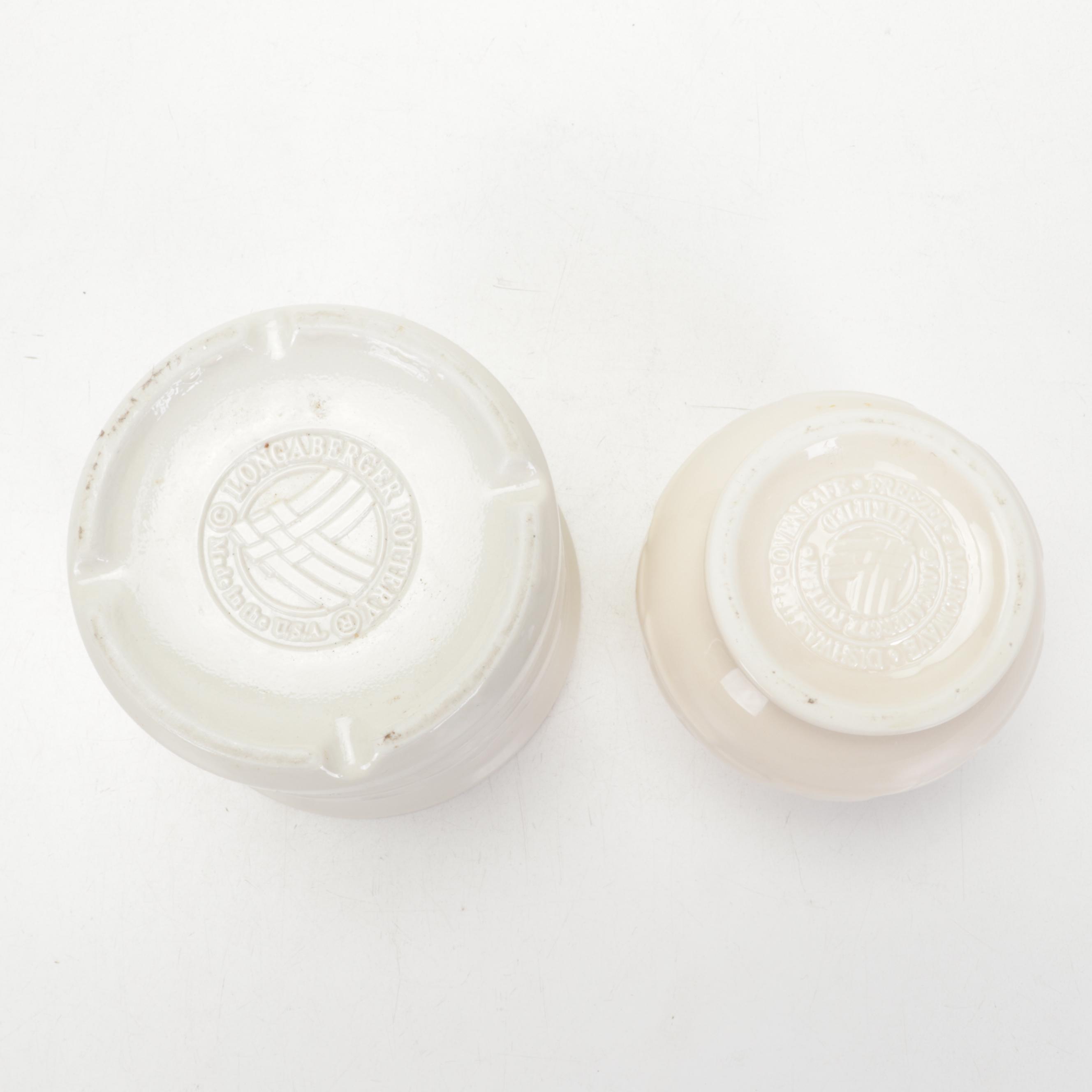 Longaberger "Woven Traditions" Ivory Ceramic Pitcher and Serveware