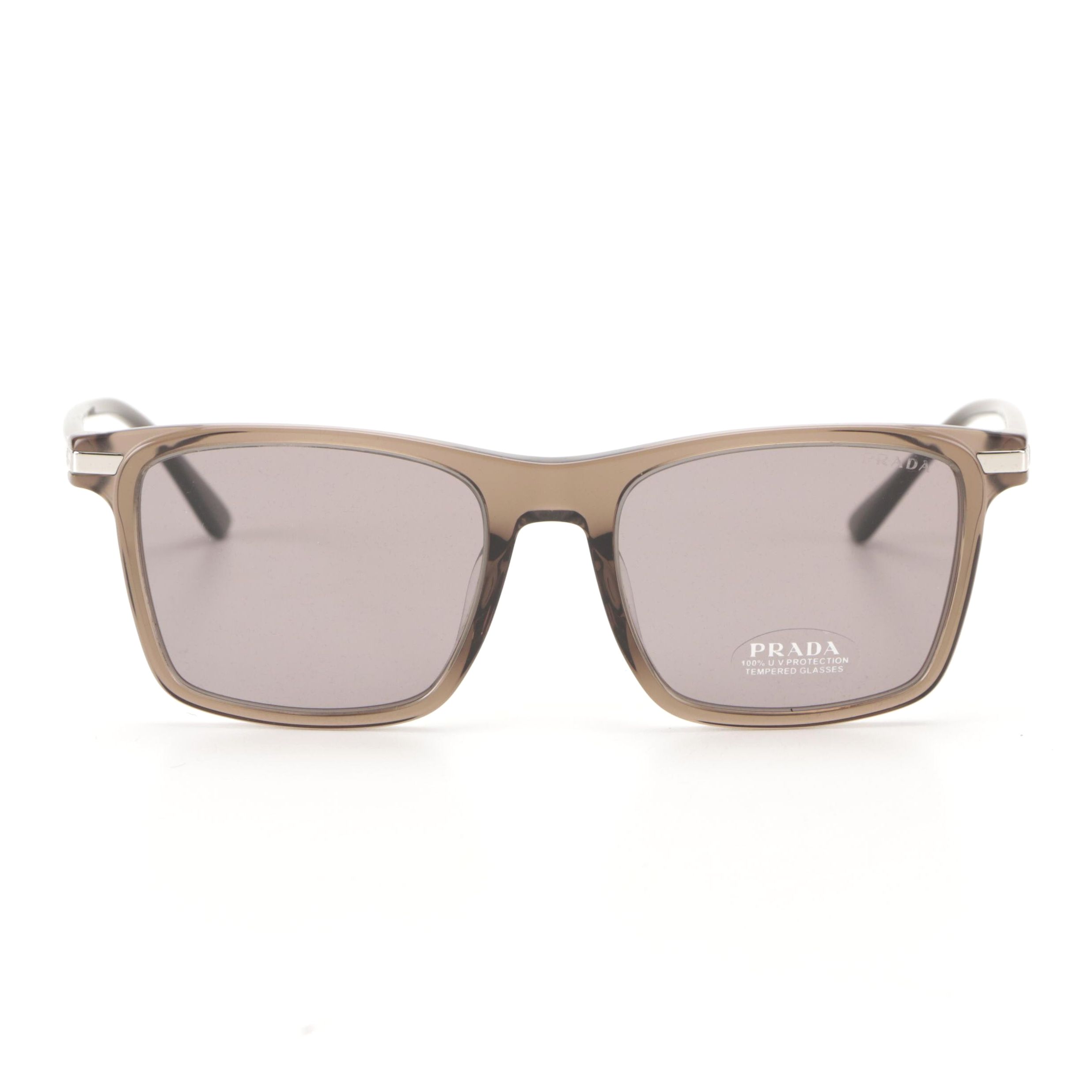 Prada SPR19X-F Square Sunglasses in Taupe with Case and Box