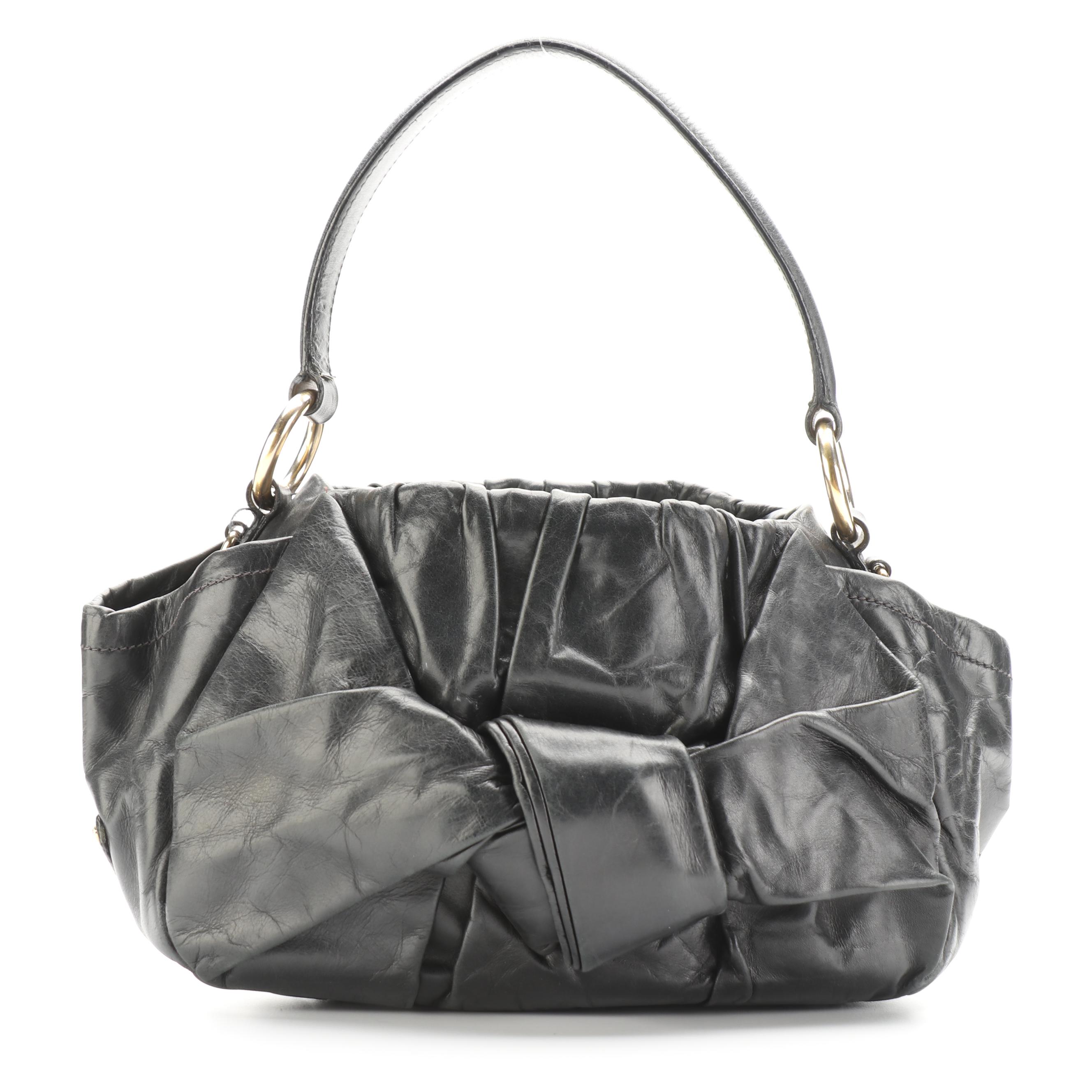 Prada Bow Handbag in Black Leather