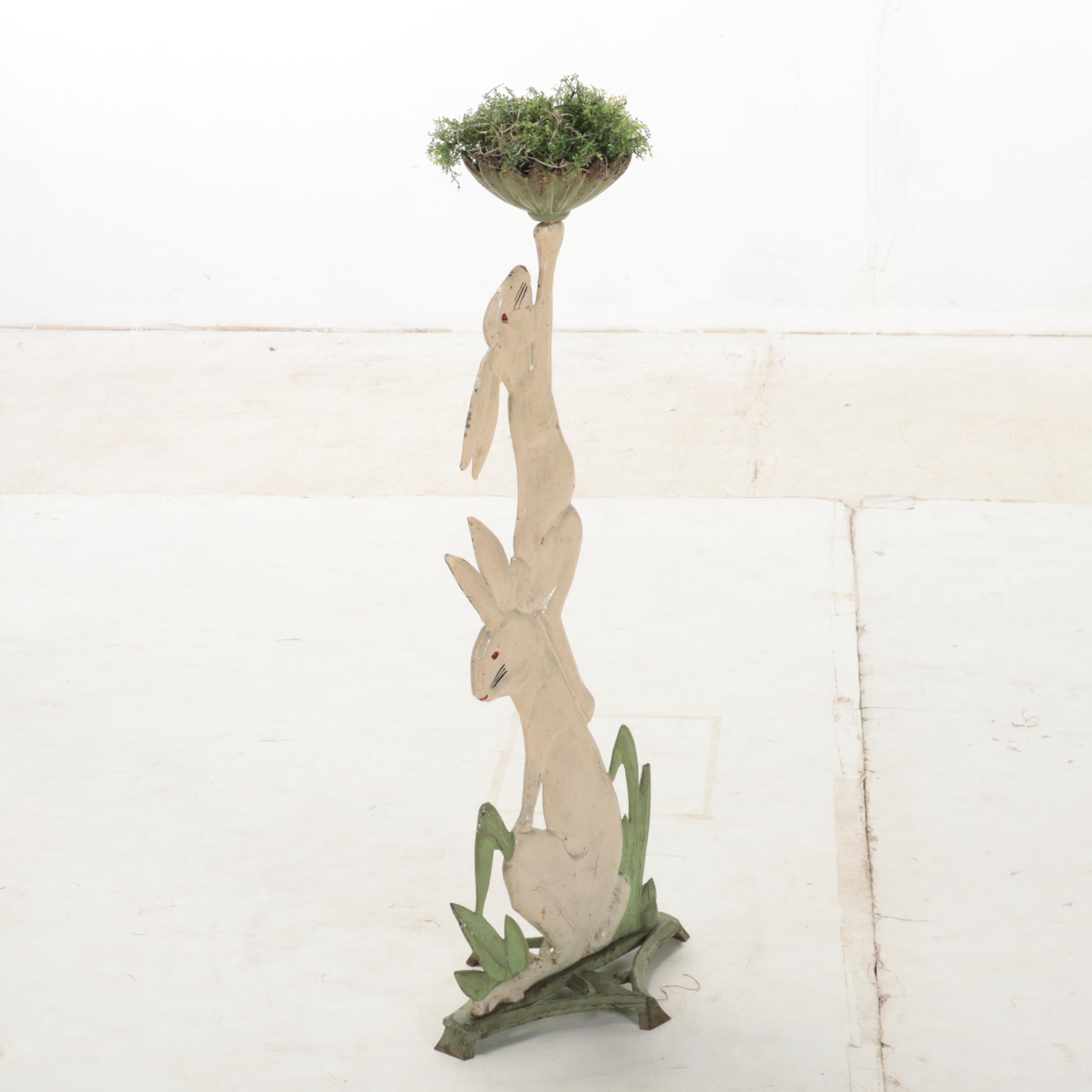 Metal Rabbit Plant Stand