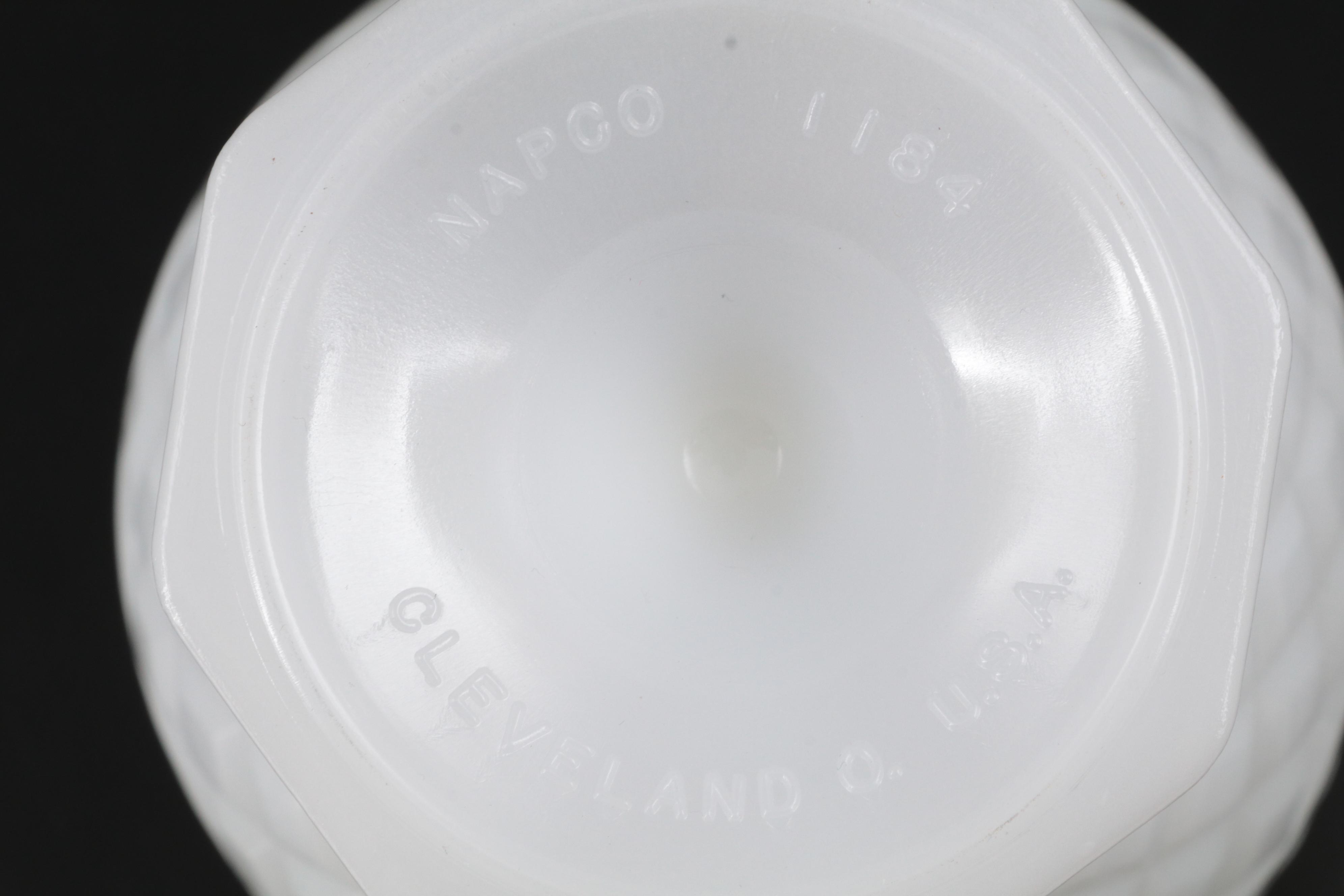 Napco Milk Glass Bonbon Dish with Other Milk, Opaline, and Custard Glass Décor