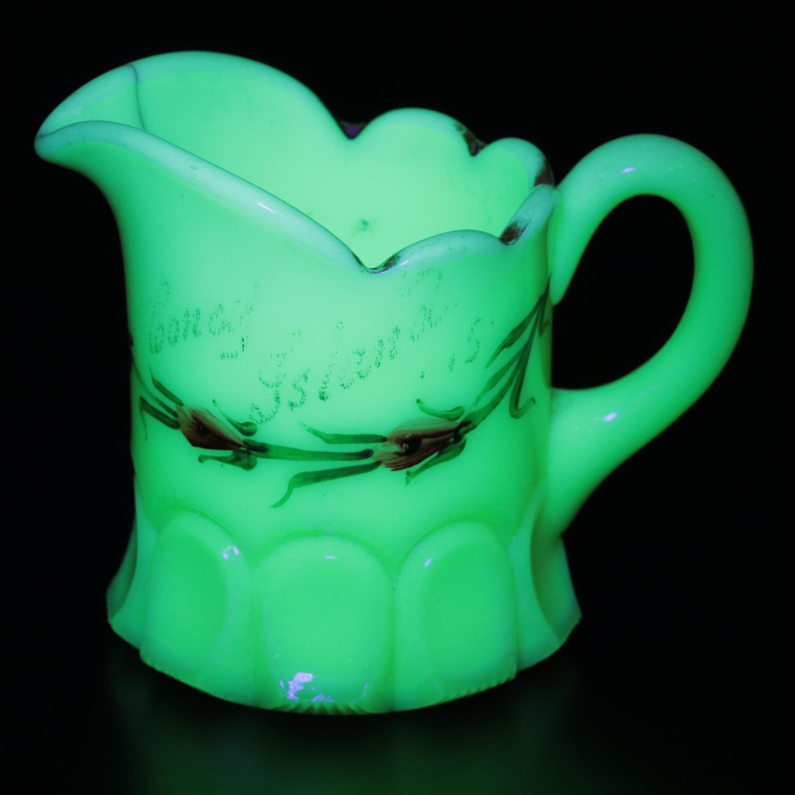 Napco Milk Glass Bonbon Dish with Other Milk, Opaline, and Custard Glass Décor