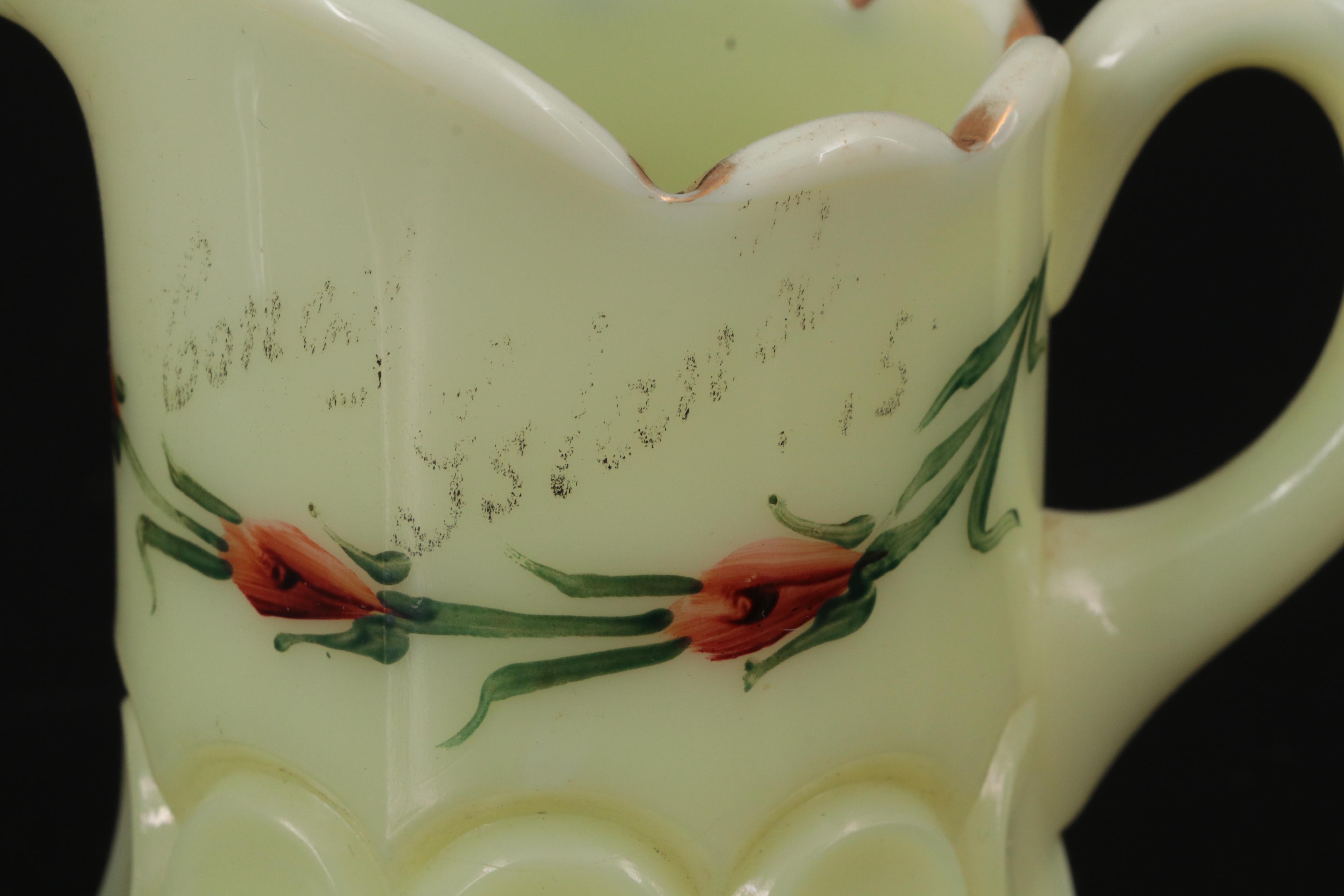 Napco Milk Glass Bonbon Dish with Other Milk, Opaline, and Custard Glass Décor