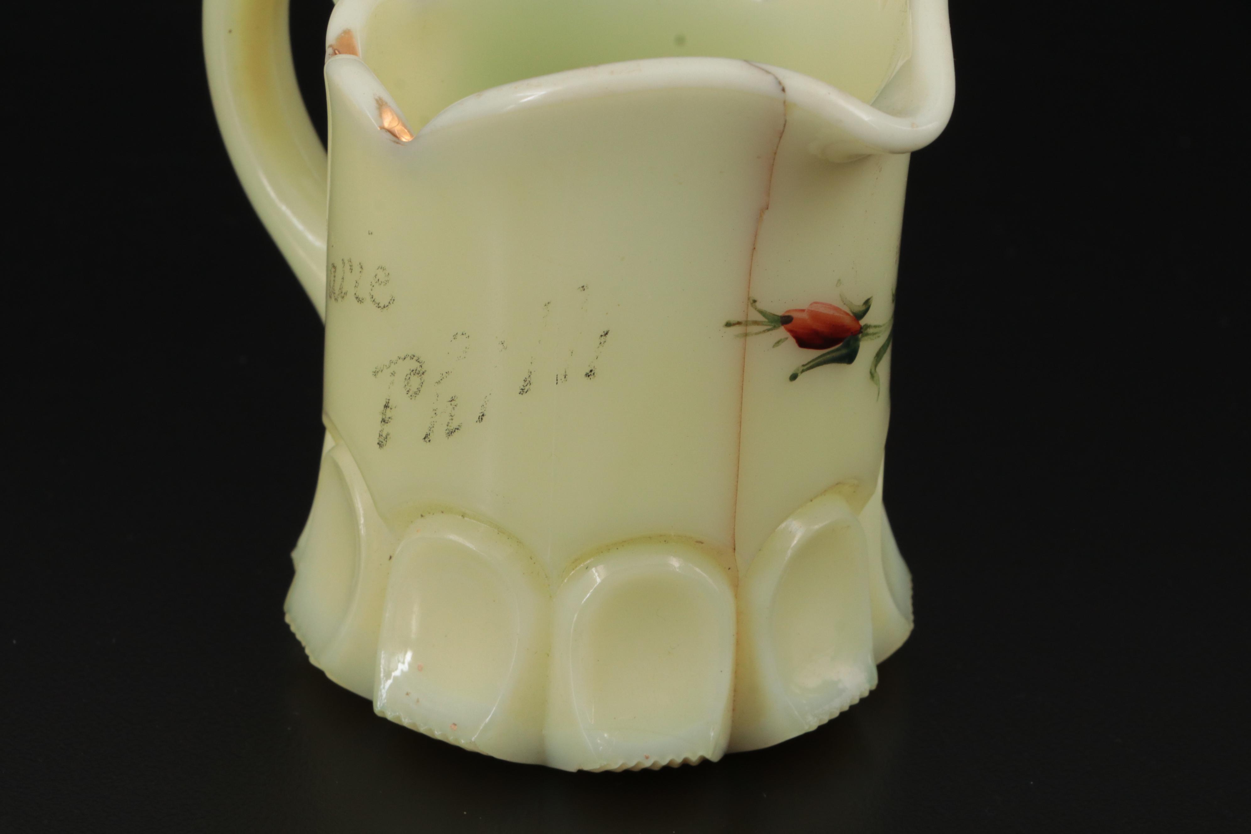 Napco Milk Glass Bonbon Dish with Other Milk, Opaline, and Custard Glass Décor