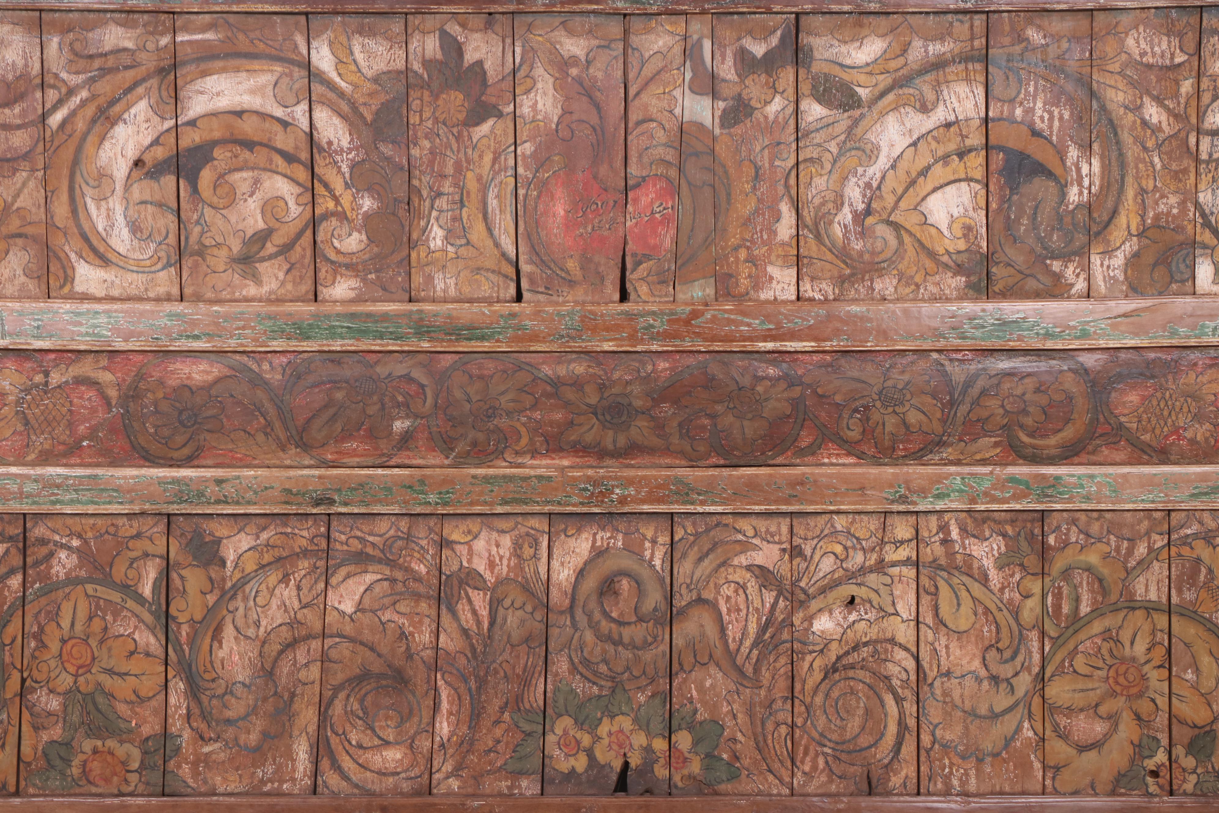 Italian Rococo Style Hand-Painted Repurposed Wood Wall Hanging