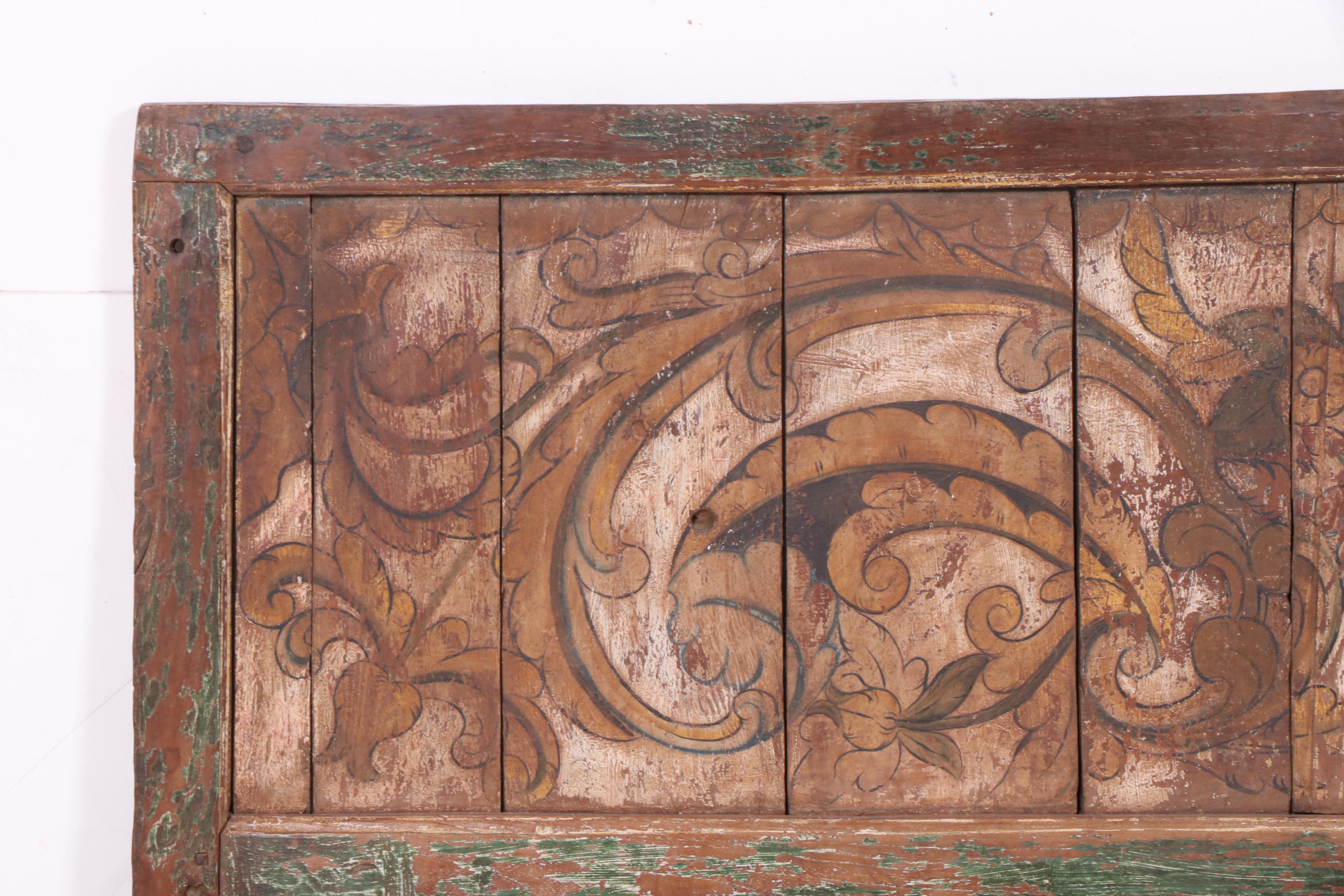 Italian Rococo Style Hand-Painted Repurposed Wood Wall Hanging