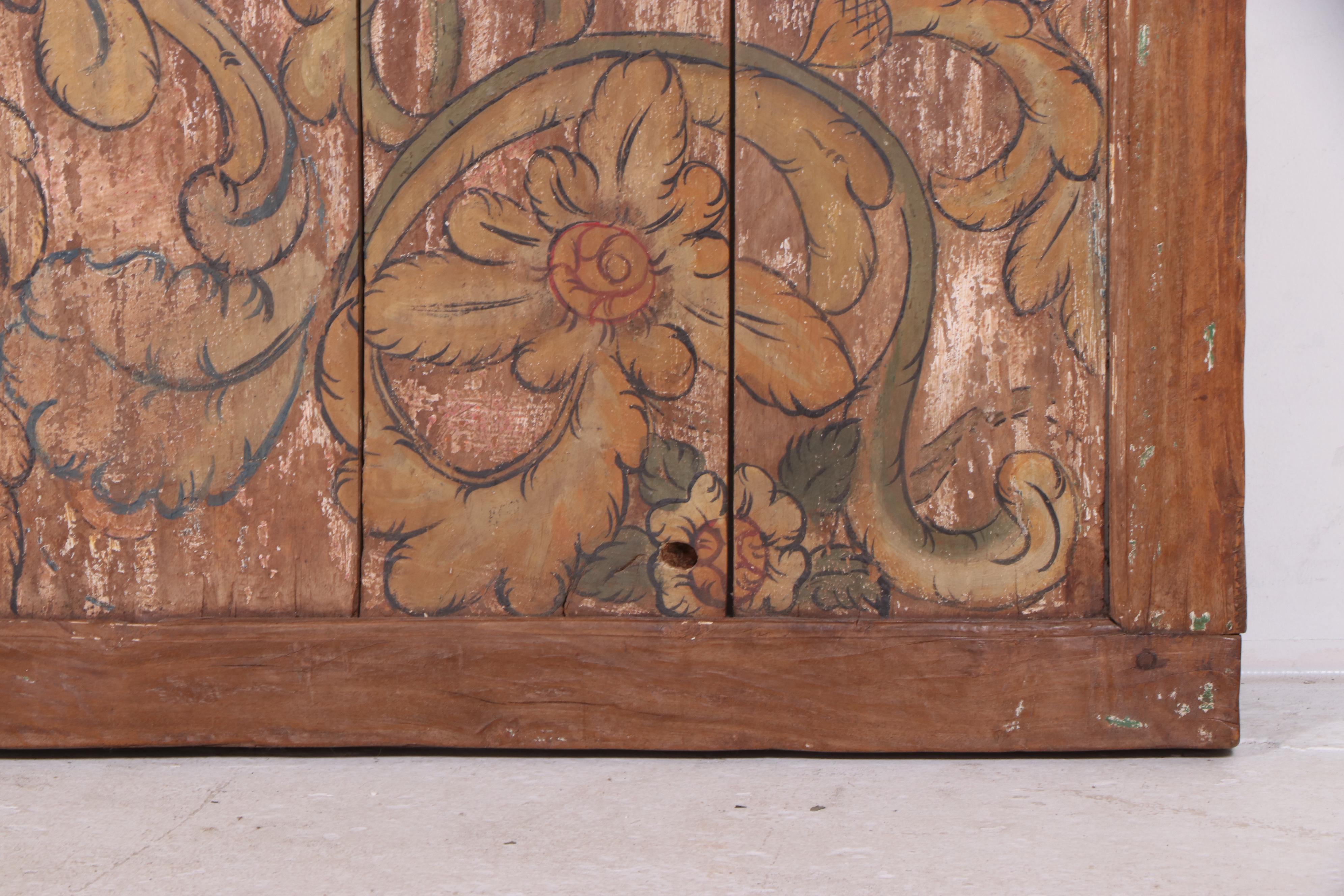 Italian Rococo Style Hand-Painted Repurposed Wood Wall Hanging