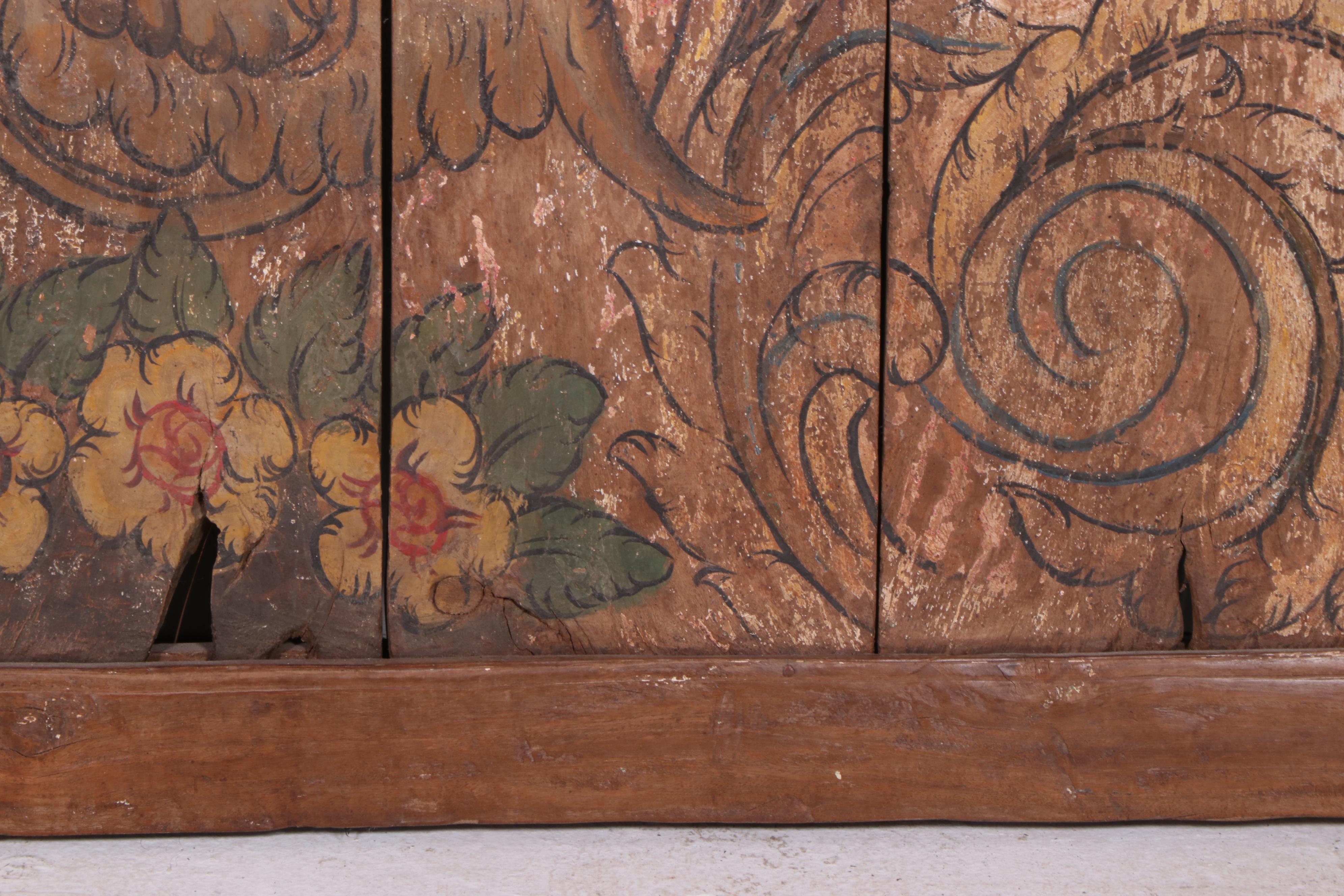 Italian Rococo Style Hand-Painted Repurposed Wood Wall Hanging