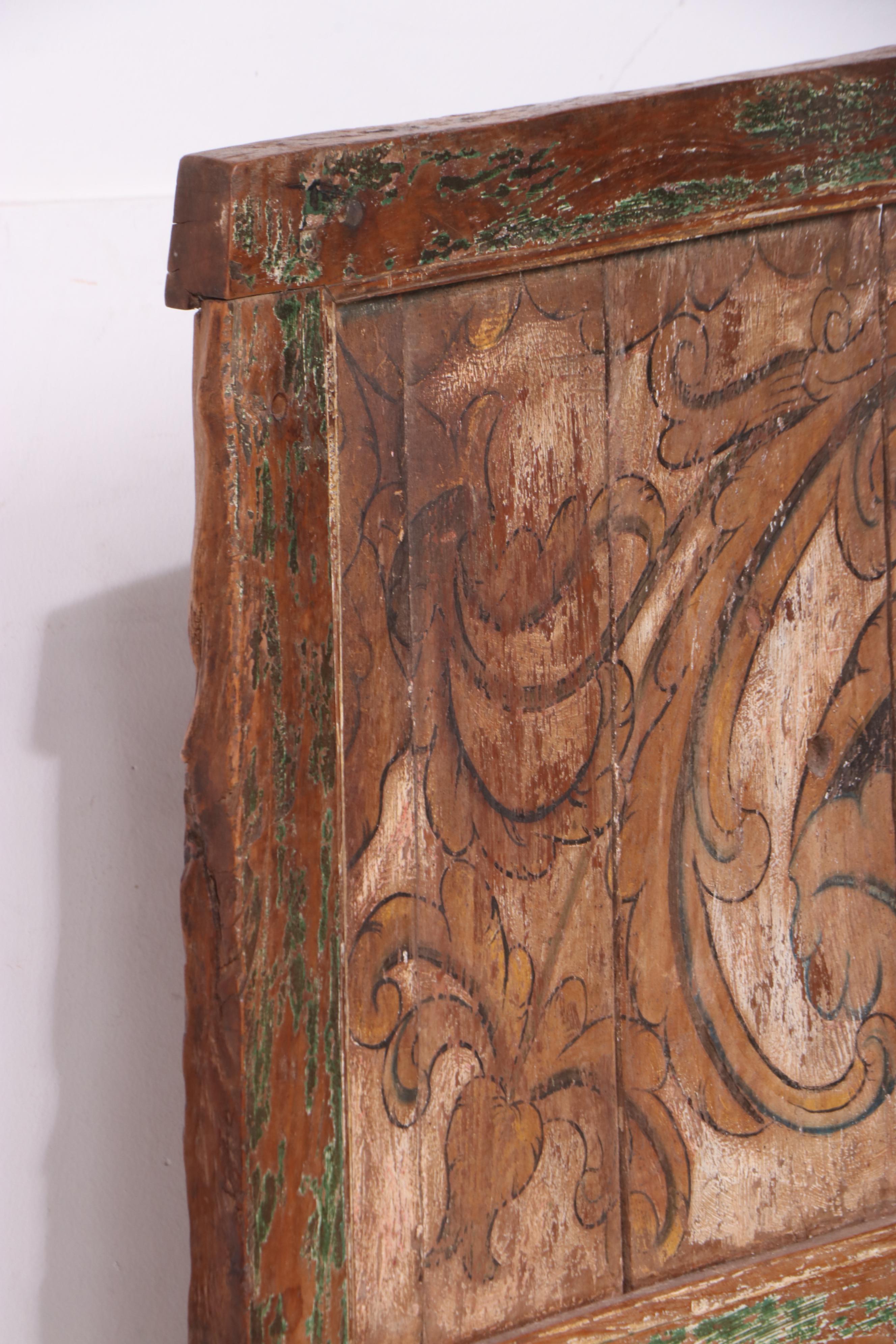 Italian Rococo Style Hand-Painted Repurposed Wood Wall Hanging