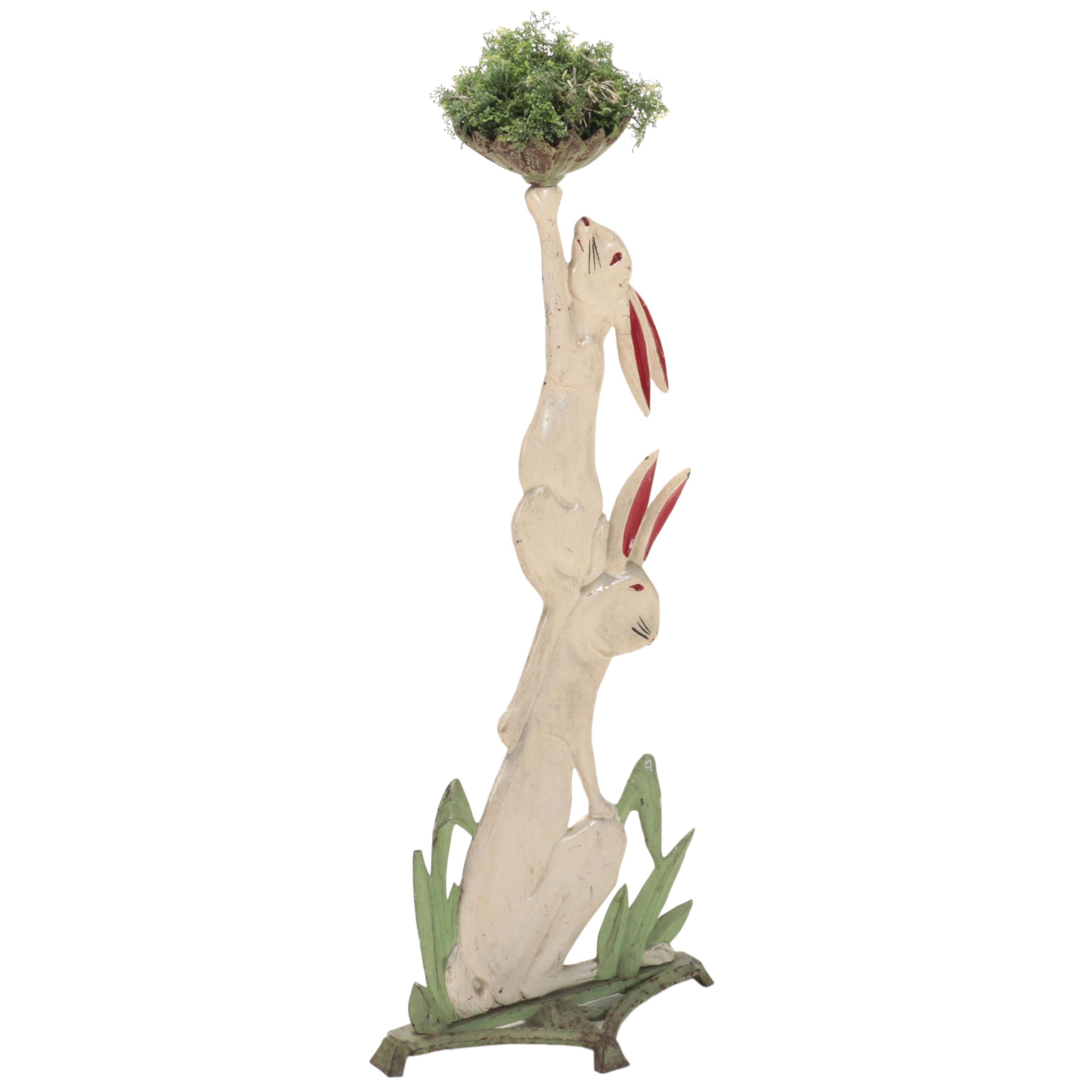 Metal Rabbit Plant Stand