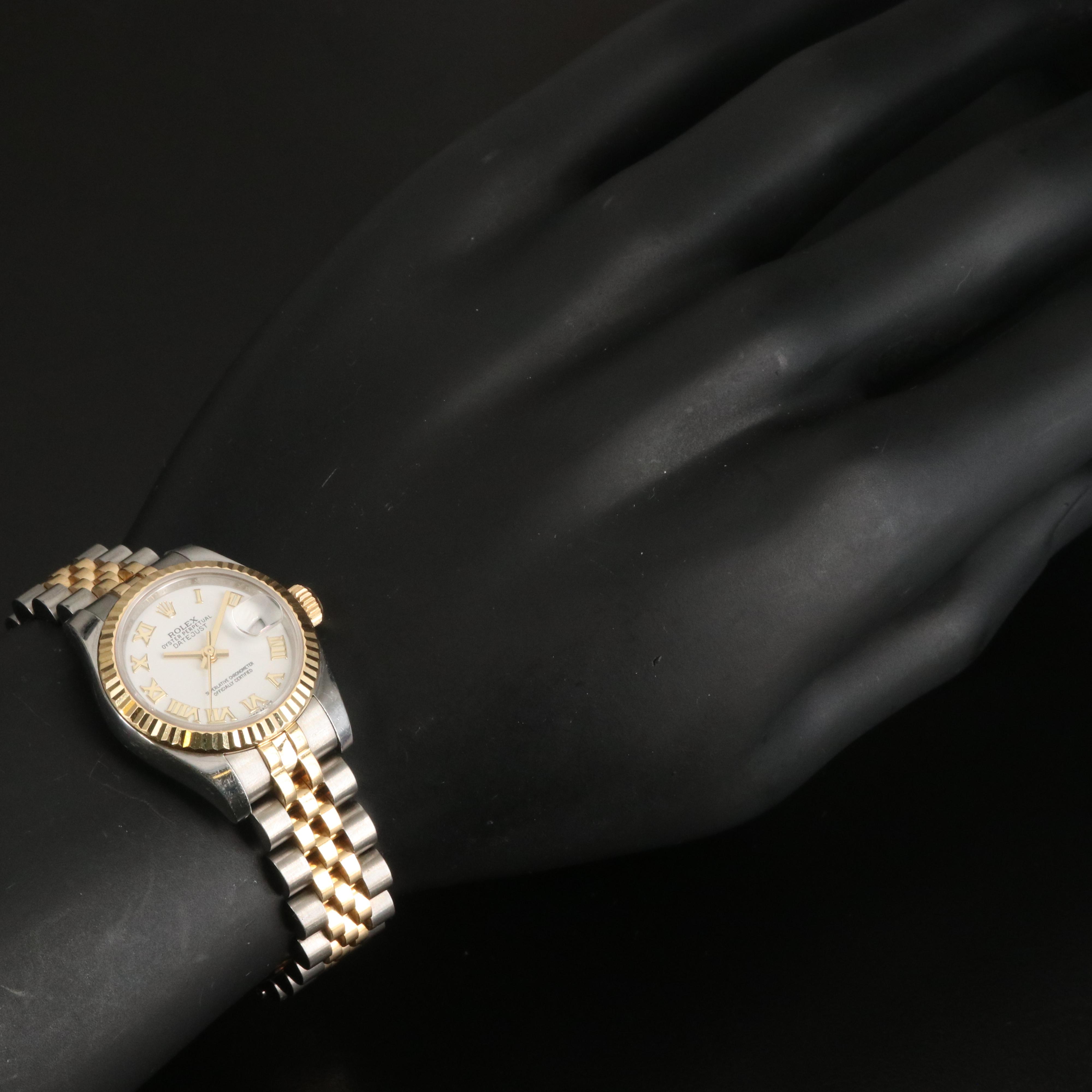 Rolex Oyster Perpetual Datejust White Roman Dial Watch