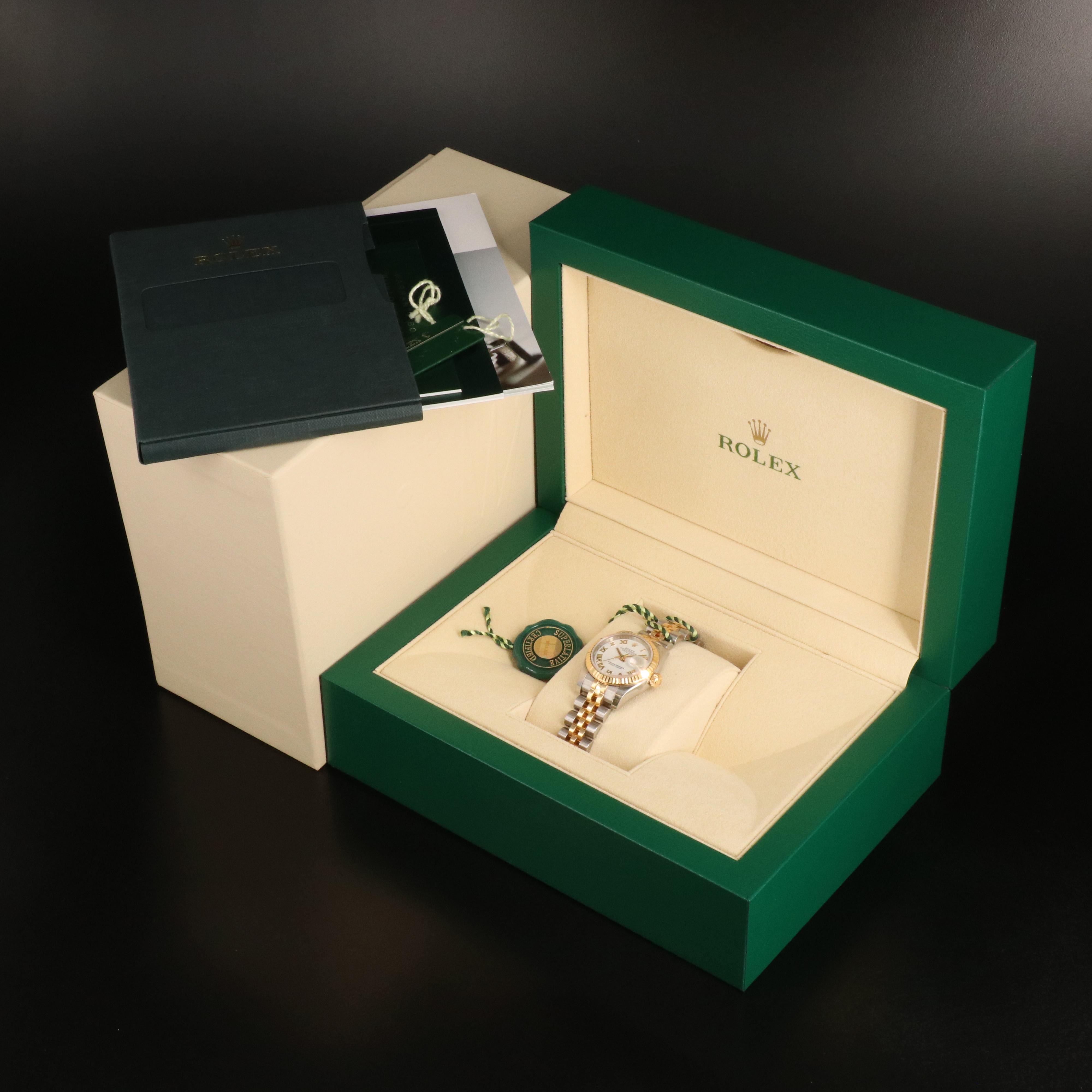 Rolex Oyster Perpetual Datejust White Roman Dial Watch