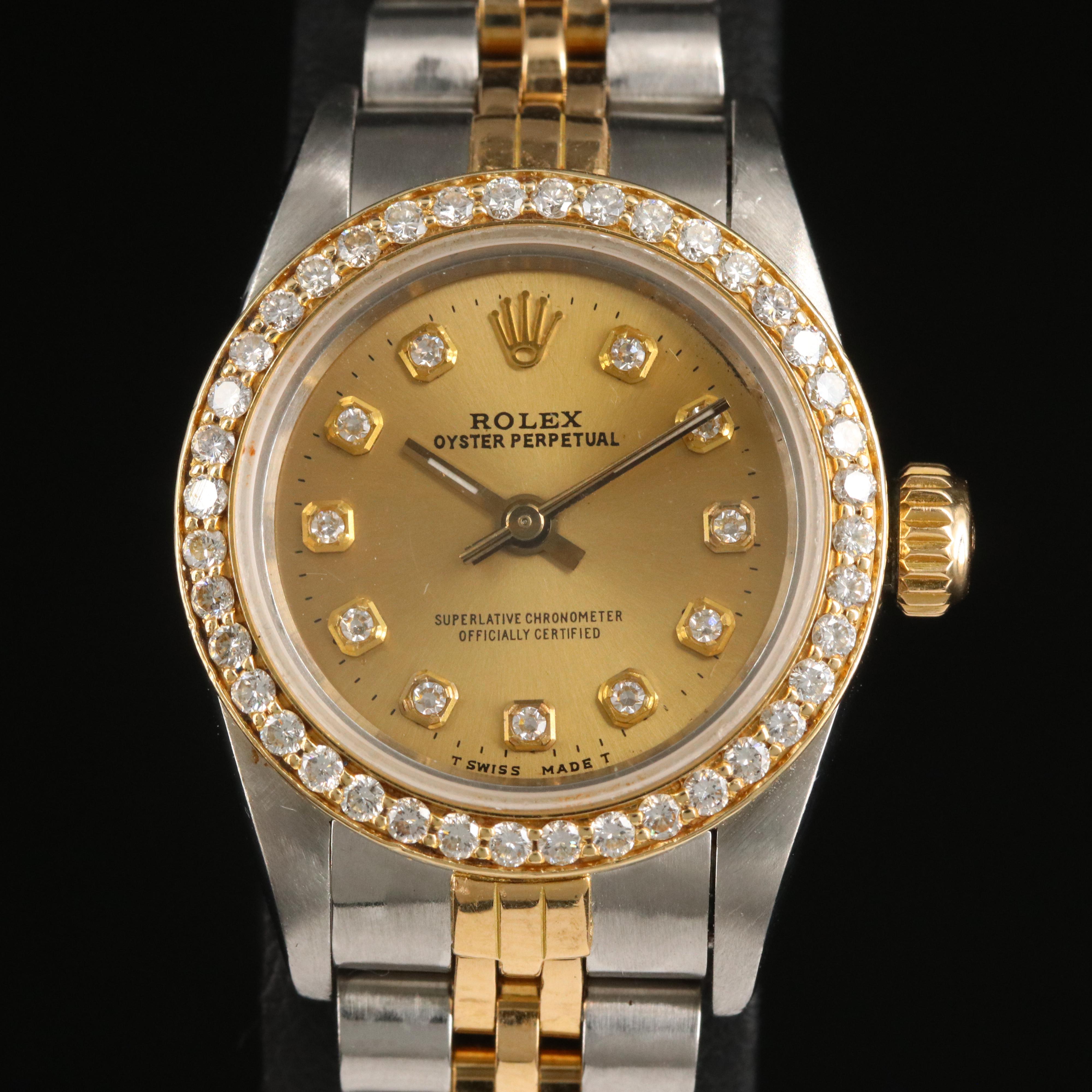 1987 - 88 Rolext Oyster Perpetual Diamond Dial and Bezel Watch