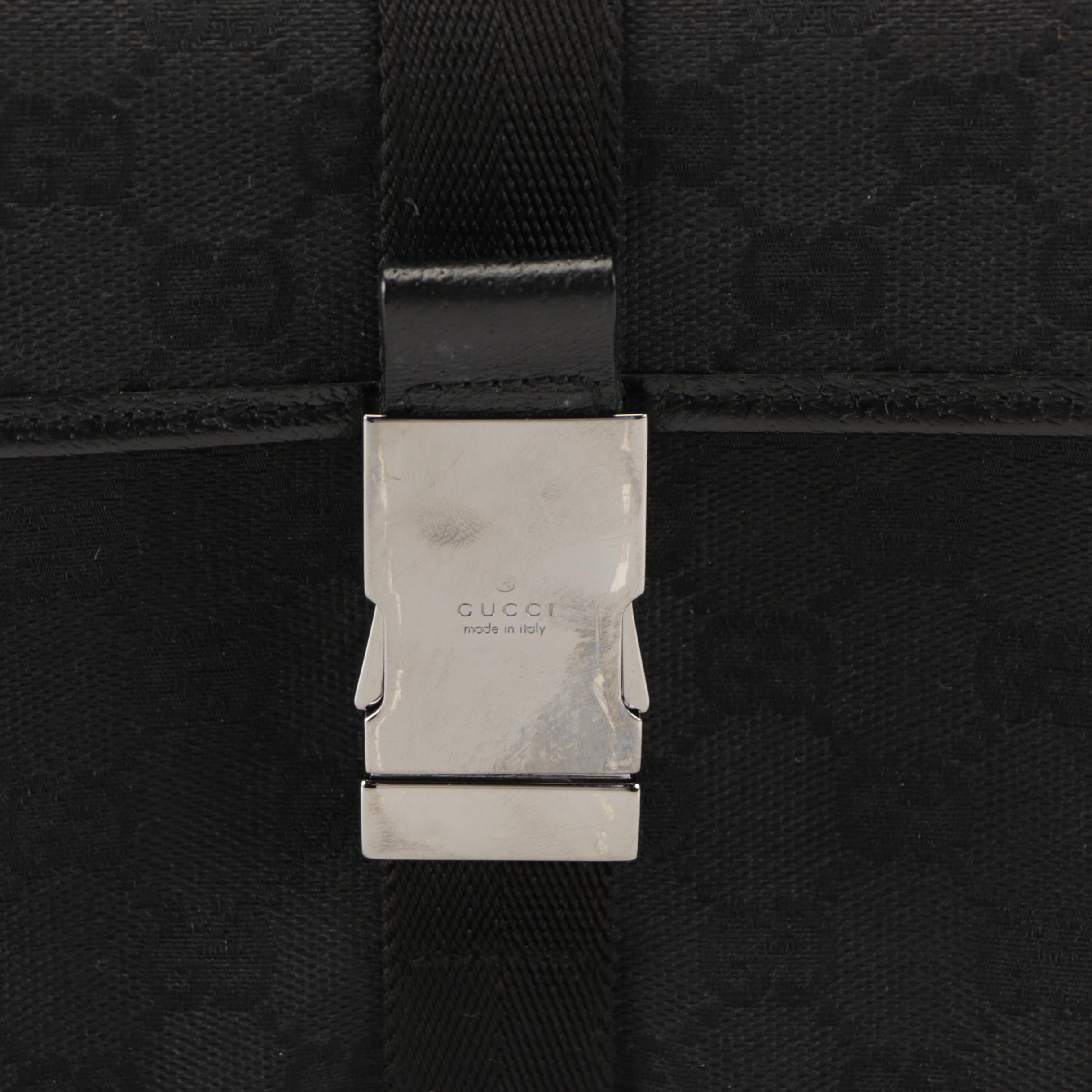Gucci Razor Black GG Canvas and Cinghiale Leather Waist Pouch