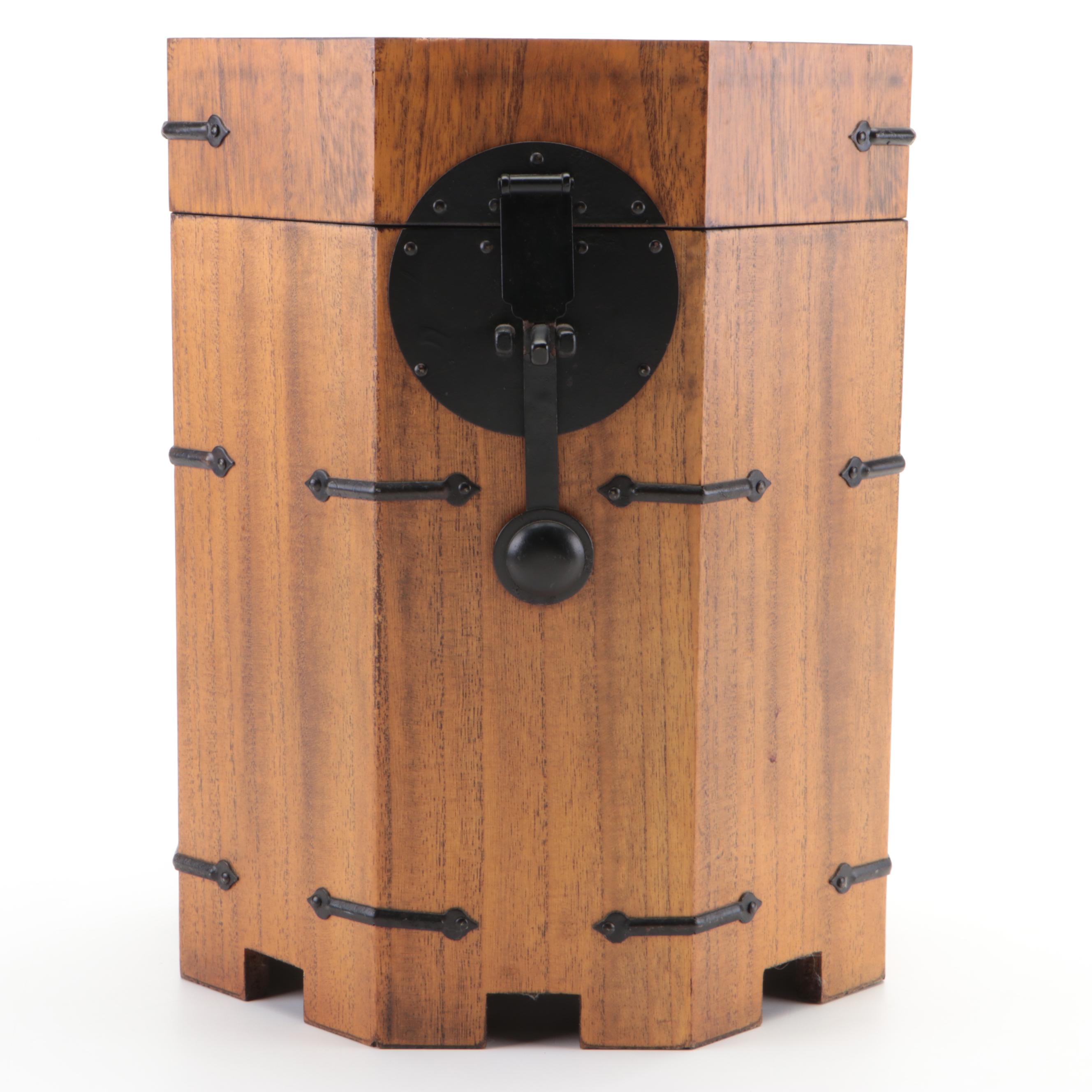 Korean Style Iron-Mounted Wooden Hat Box