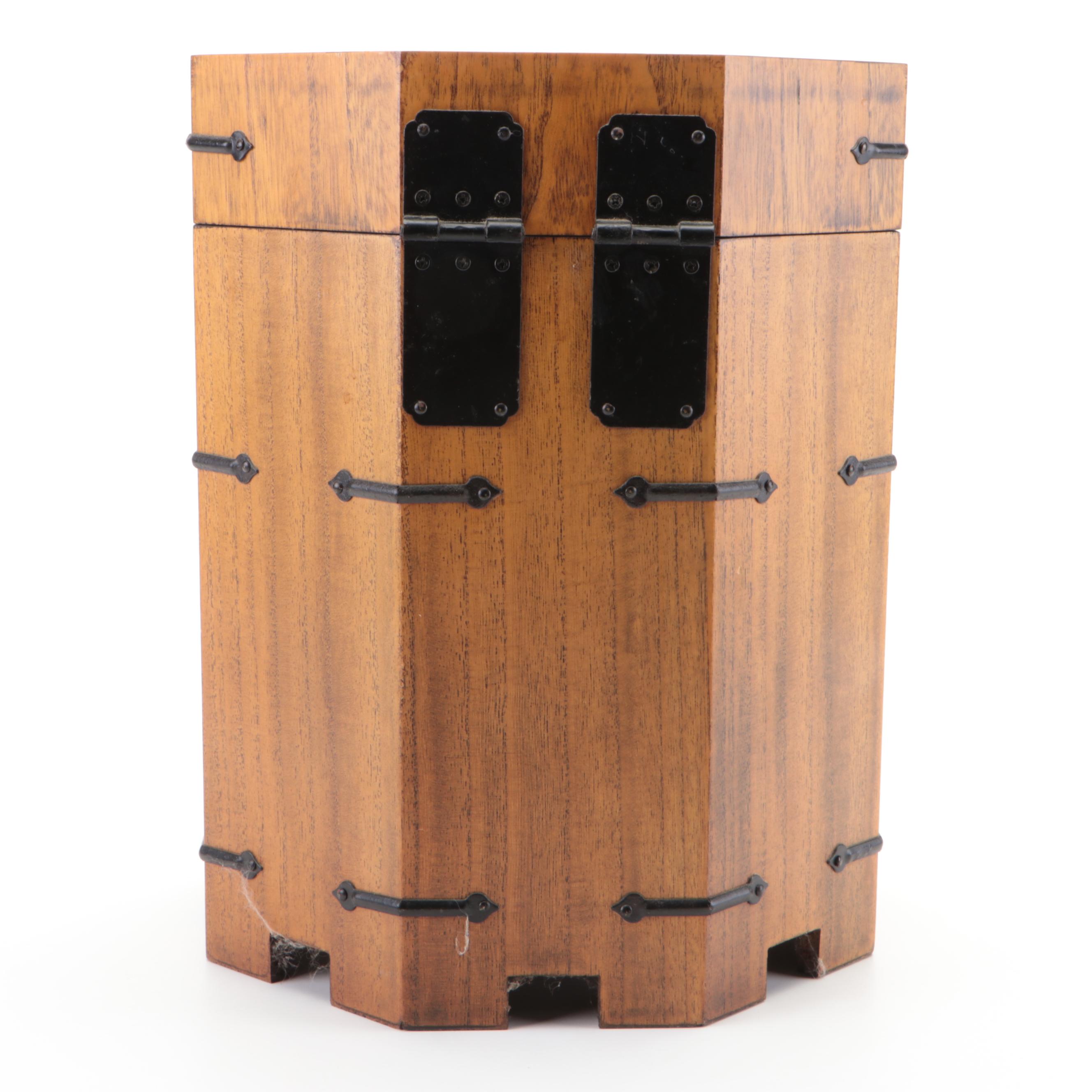 Korean Style Iron-Mounted Wooden Hat Box