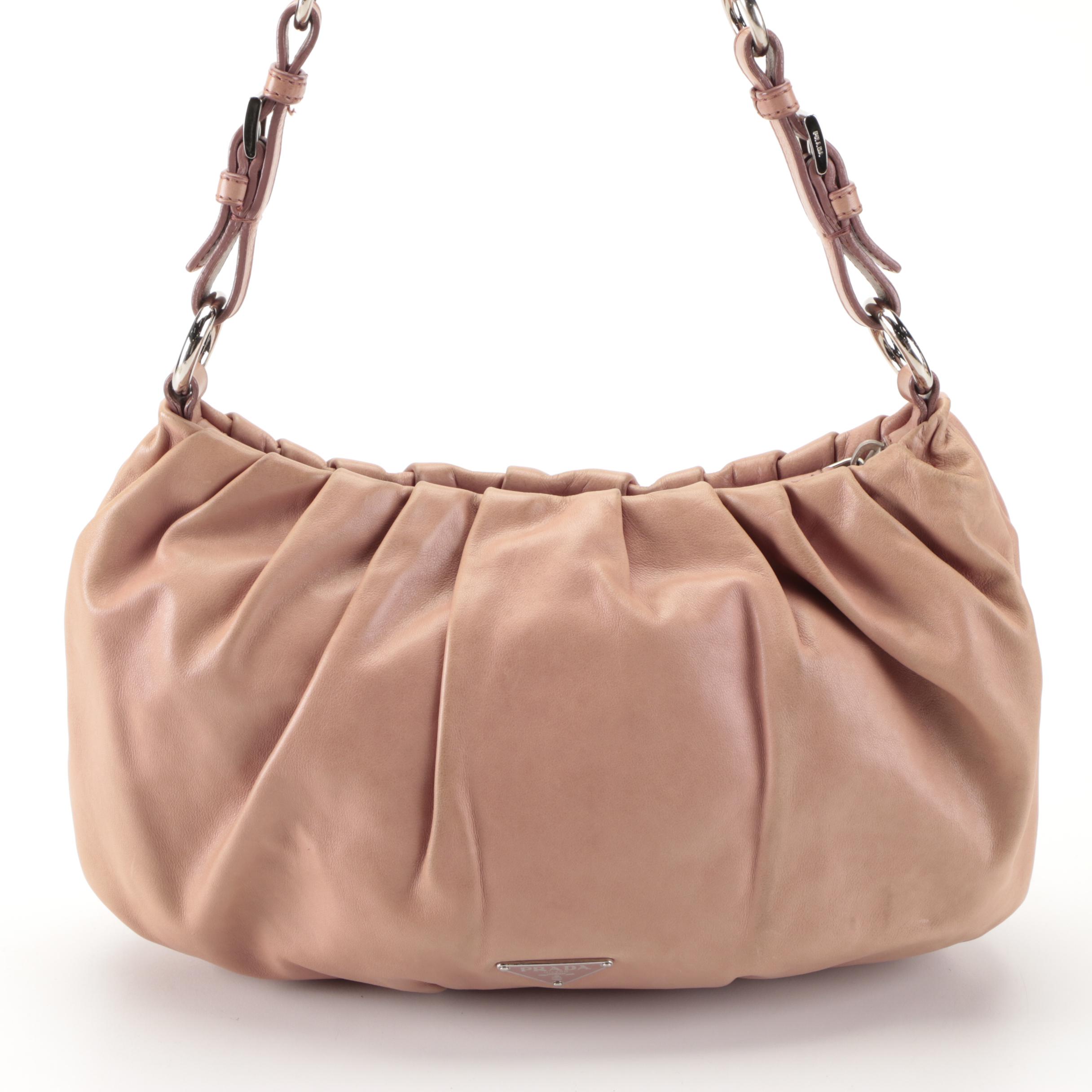 Prada Pleated Leather Shoulder Bag