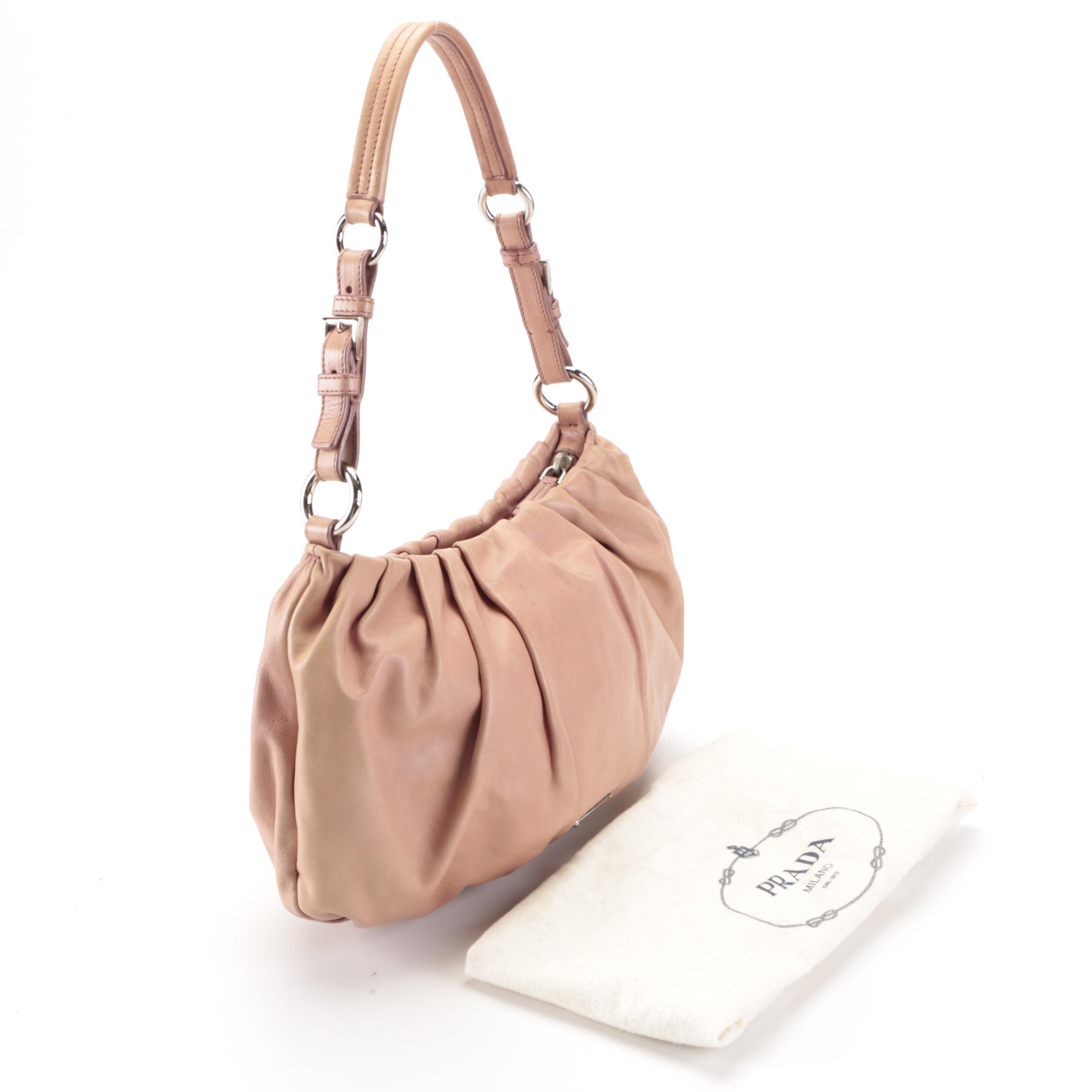 Prada Pleated Leather Shoulder Bag
