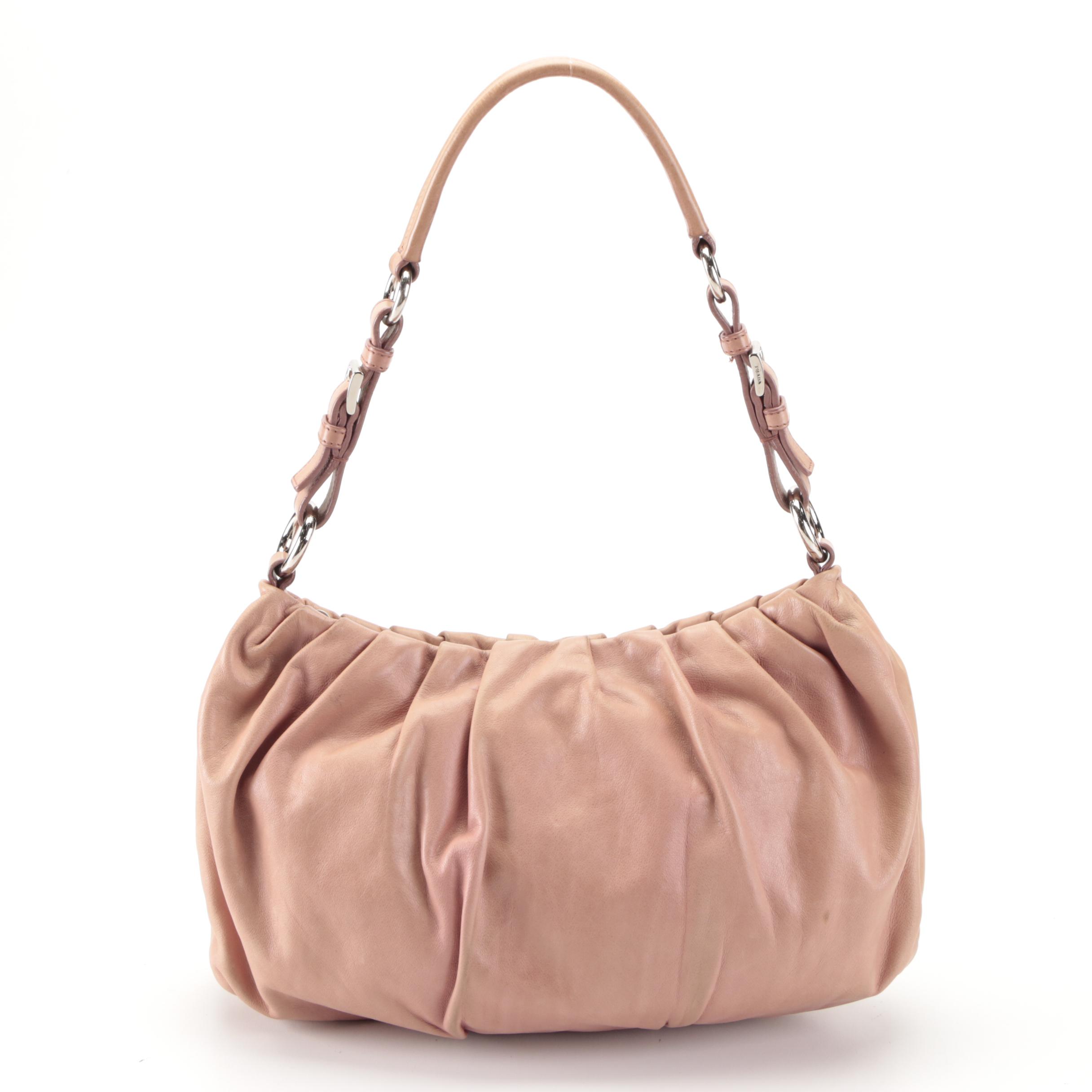 Prada Pleated Leather Shoulder Bag