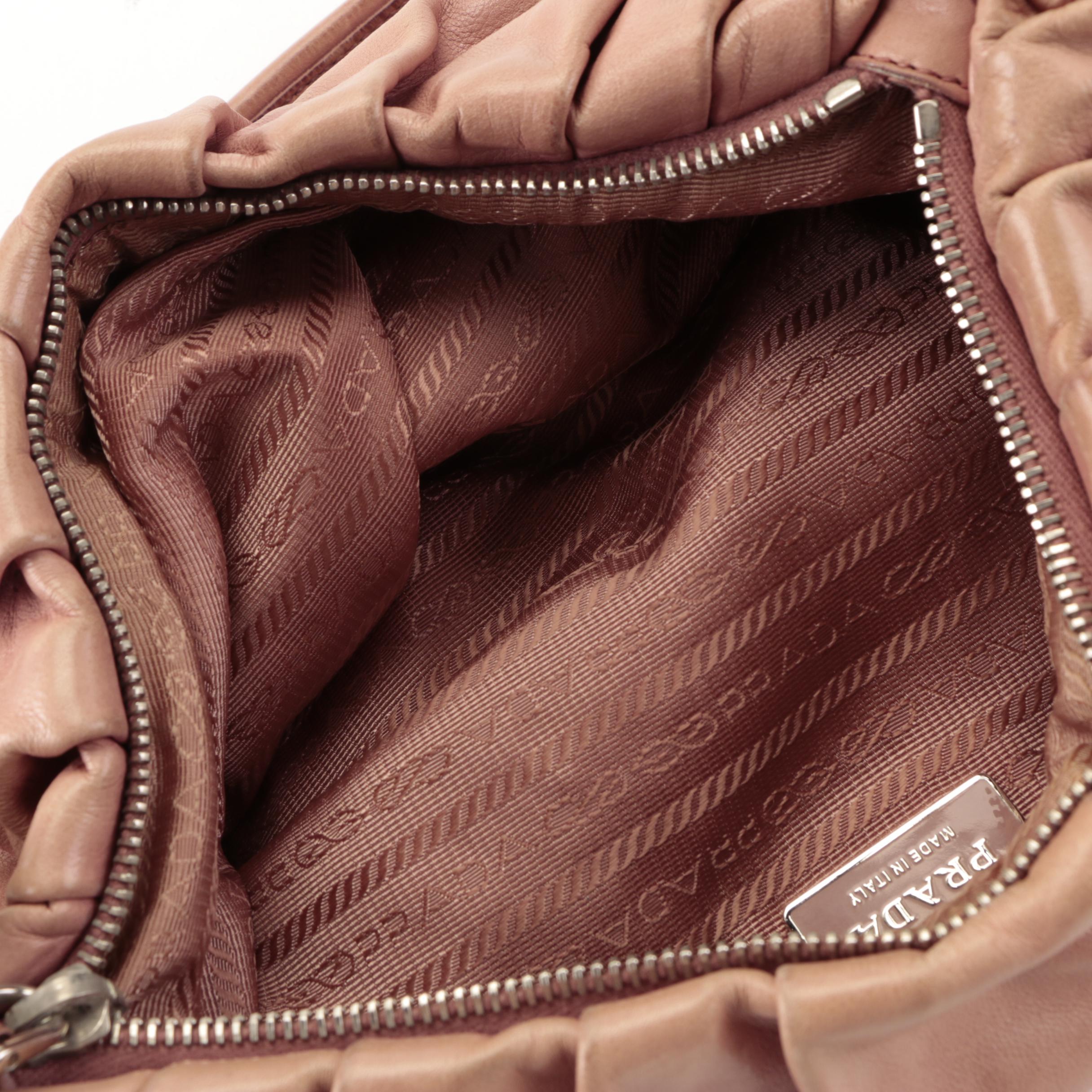 Prada Pleated Leather Shoulder Bag
