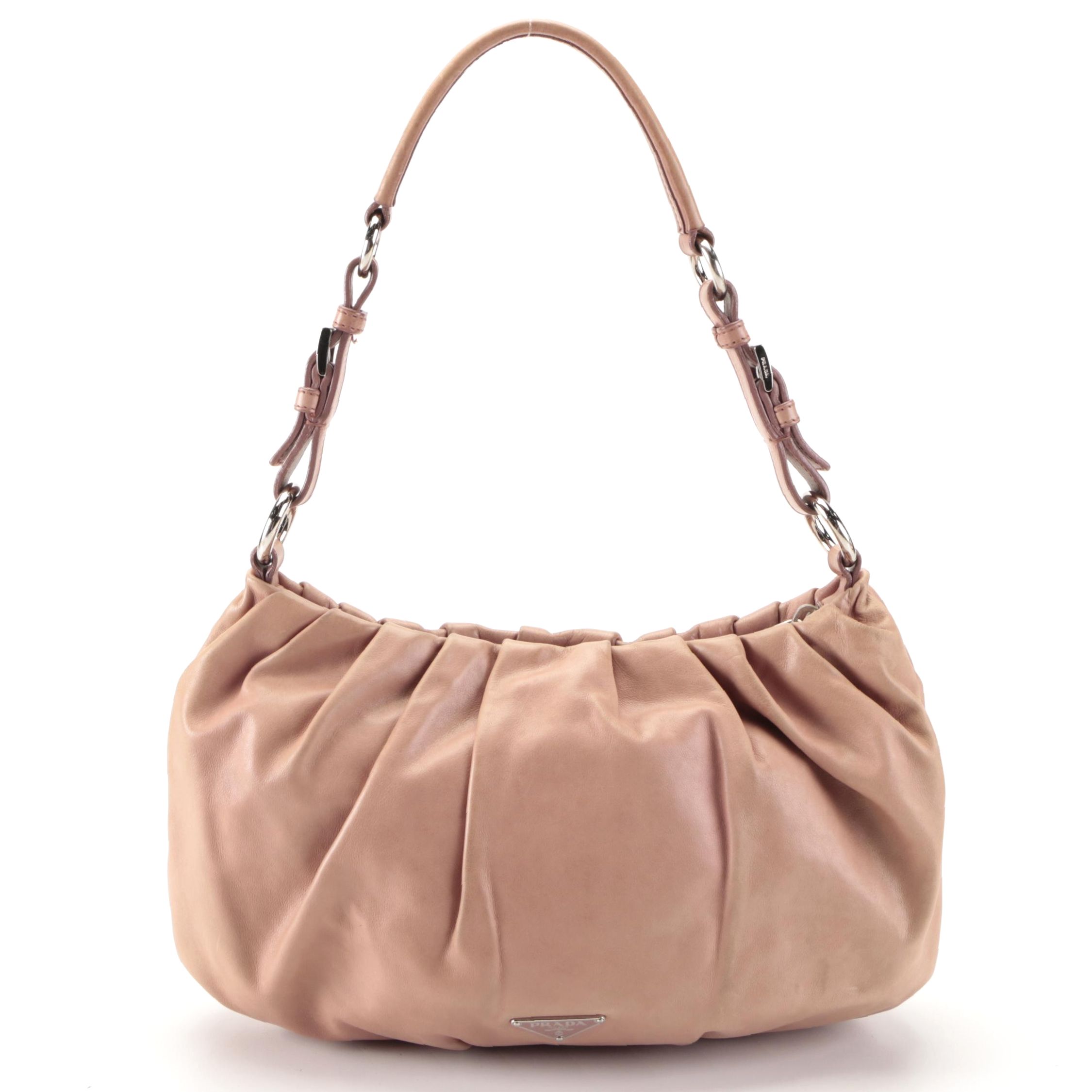 Prada Pleated Leather Shoulder Bag