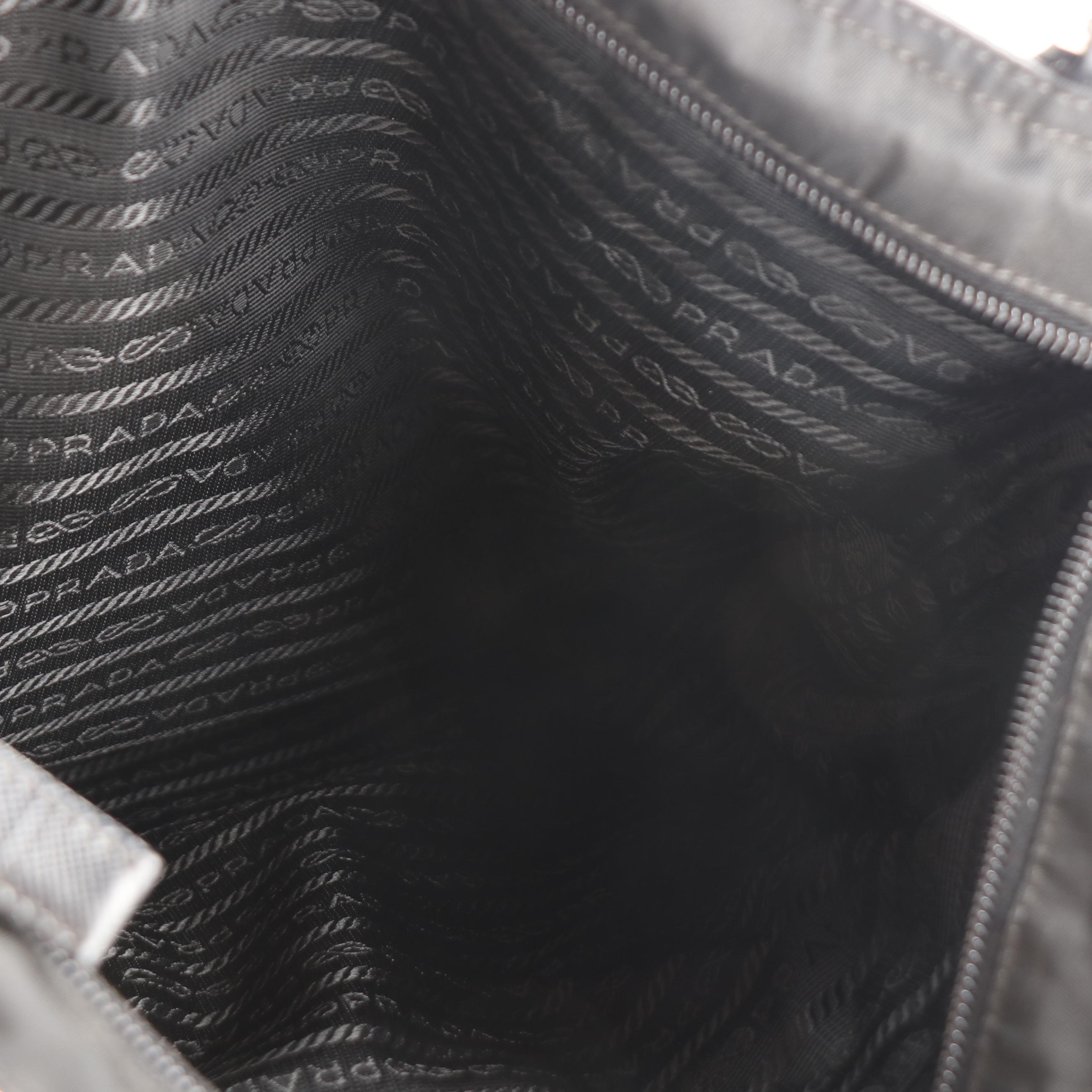 Prada Black Nylon and Leather Flat Messenger Bag