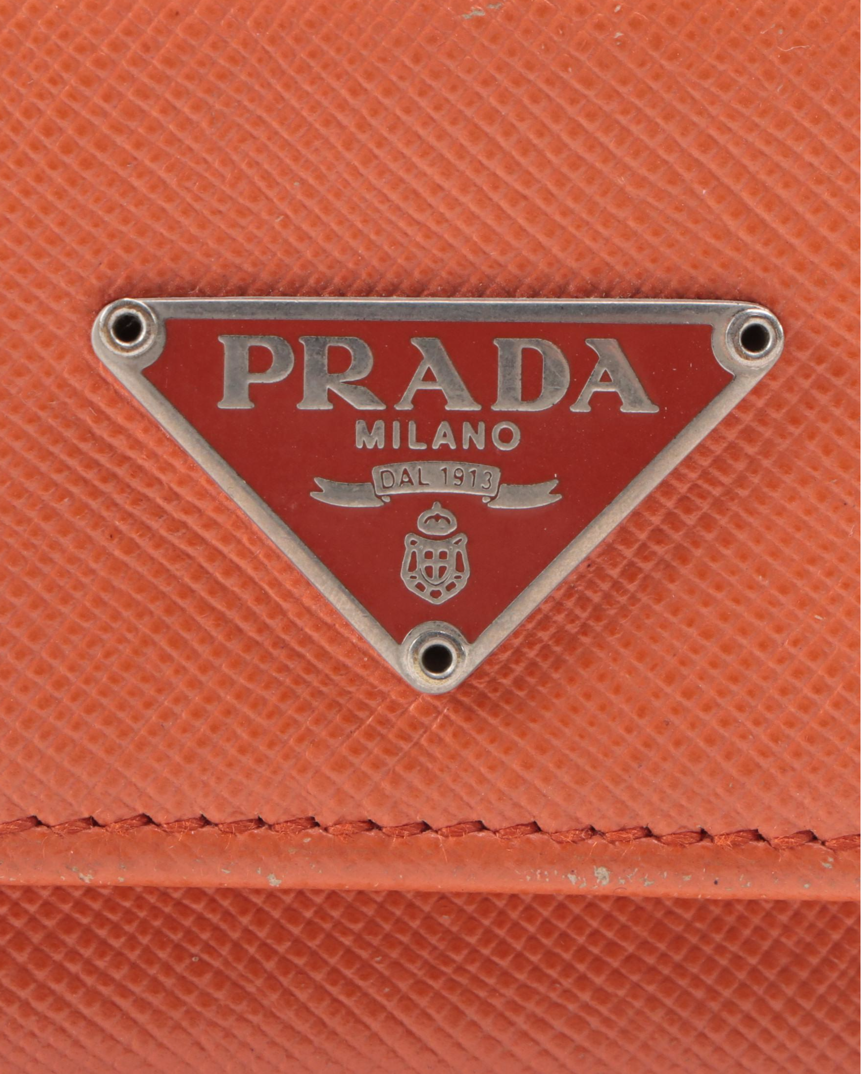 Prada Six-Key Holder in Paprika Saffiano Leather