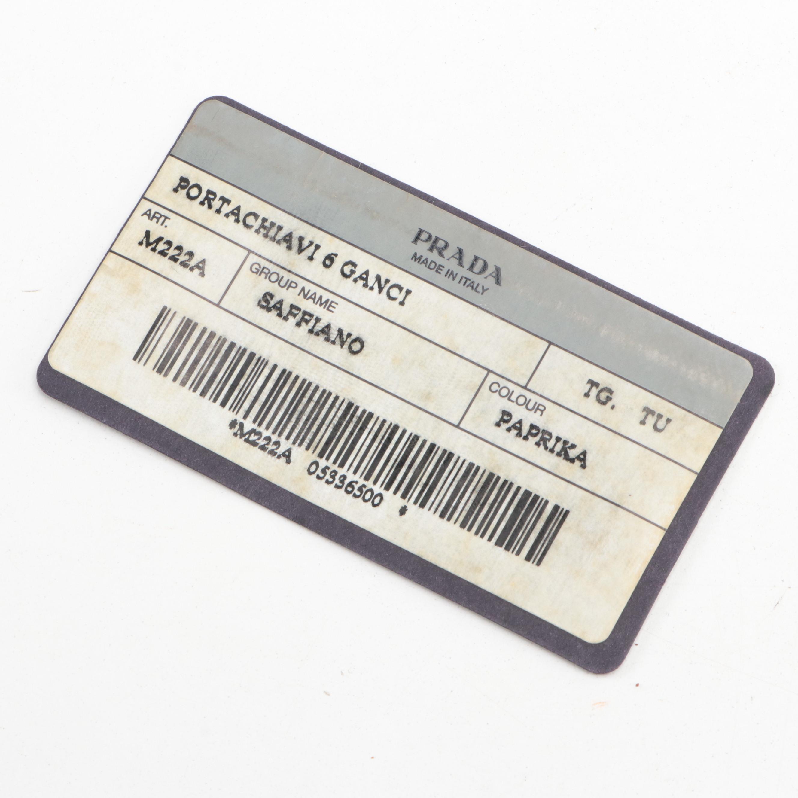 Prada Six-Key Holder in Paprika Saffiano Leather