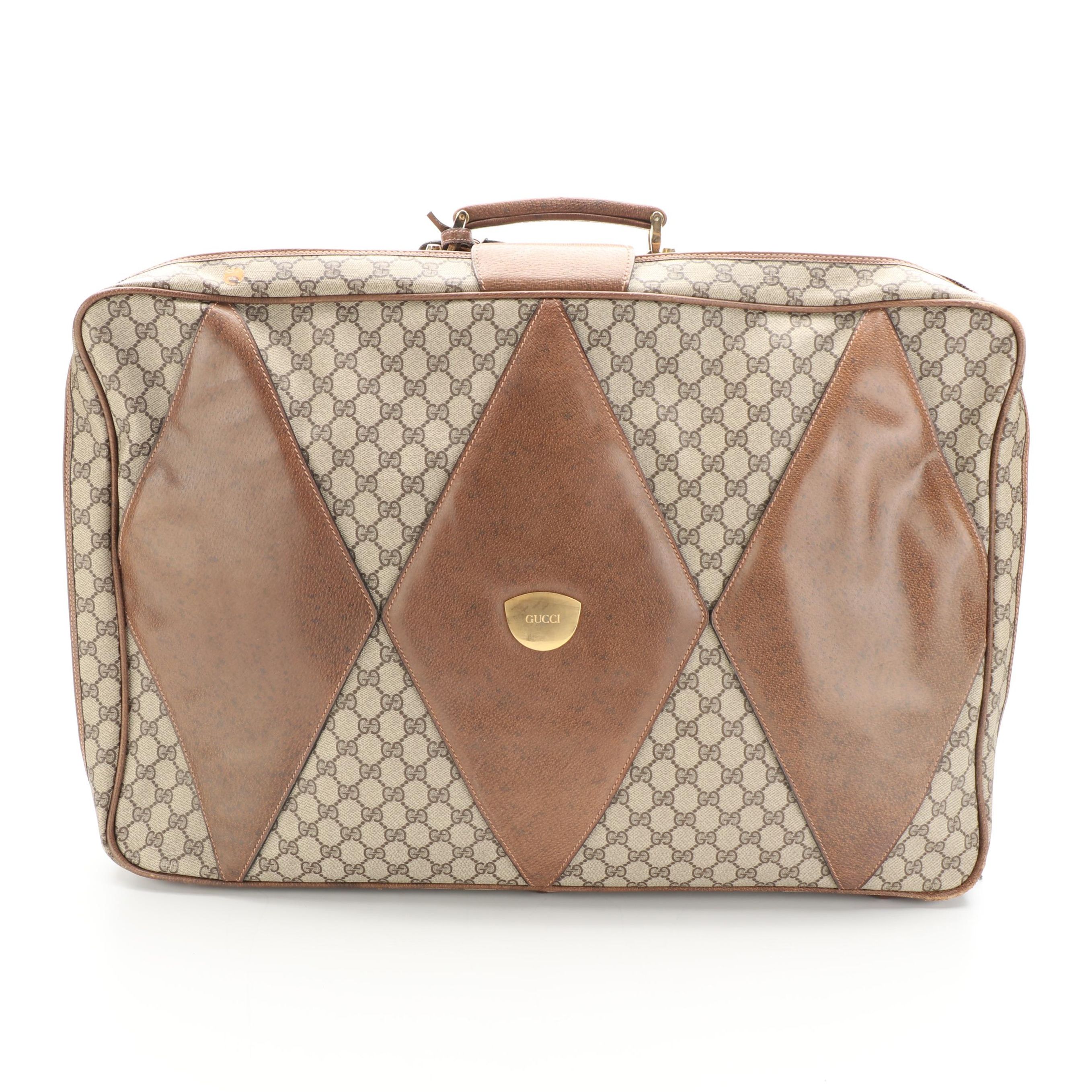 Gucci Soft-Sided Luggage in GG Supreme Canvas and Cinghiale Leather Trim