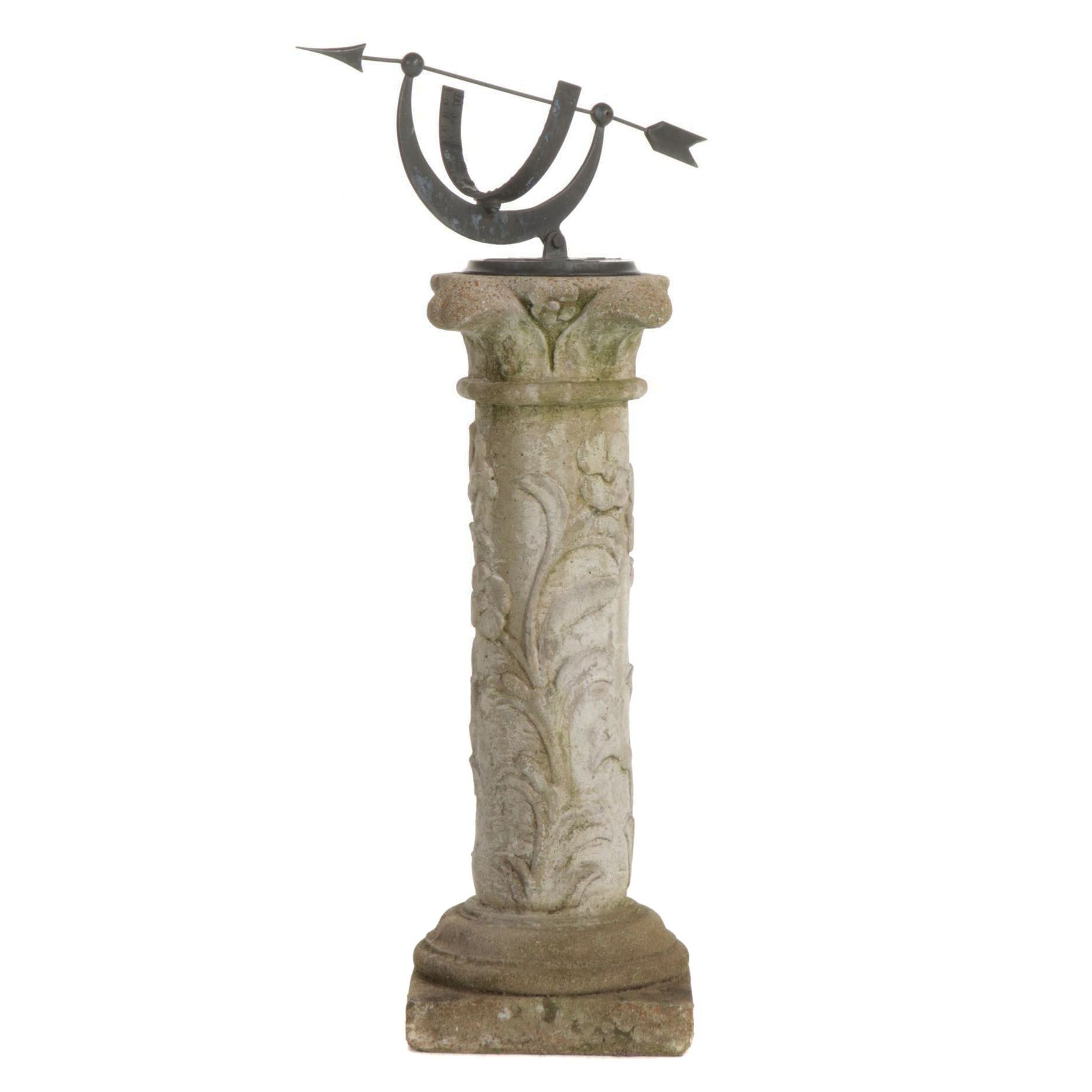 Armillary Sundial With Concrete Pedestal Garden Sculpture