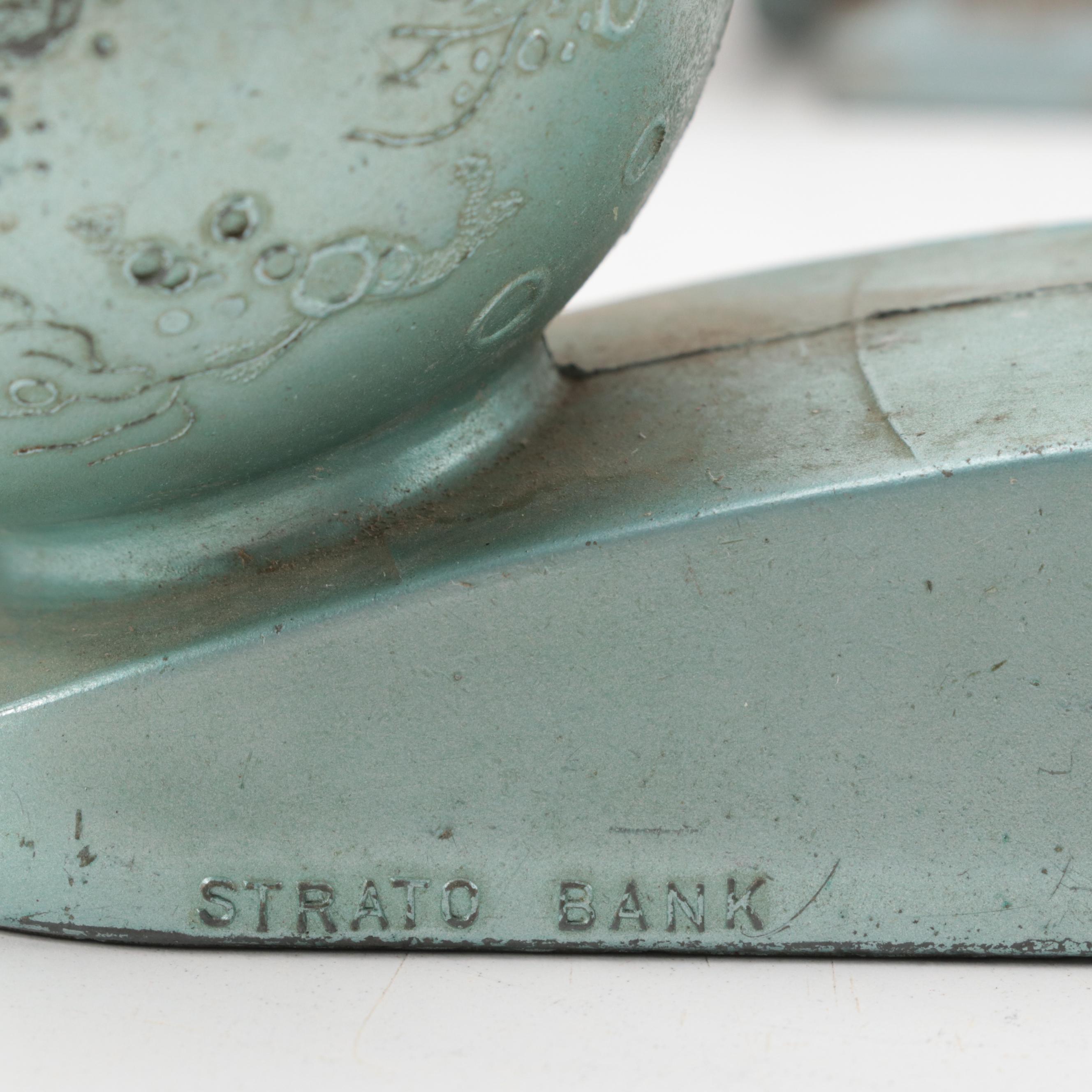 Art Deco "Rocket Bank" and MCM "Strato Bank" Mechanical Coin Banks