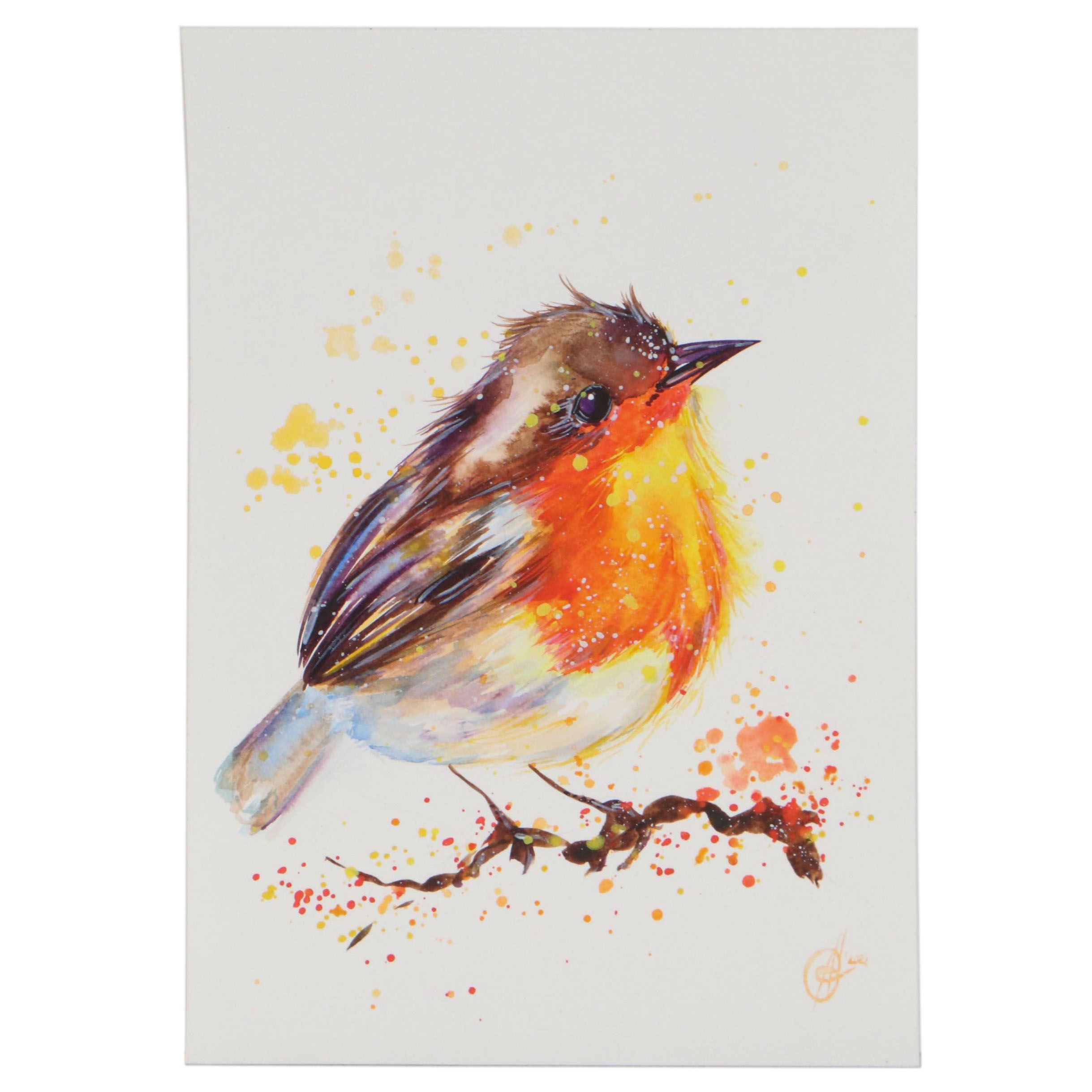 Alyona Glushchenko Watercolor Painting of Bird, 2022