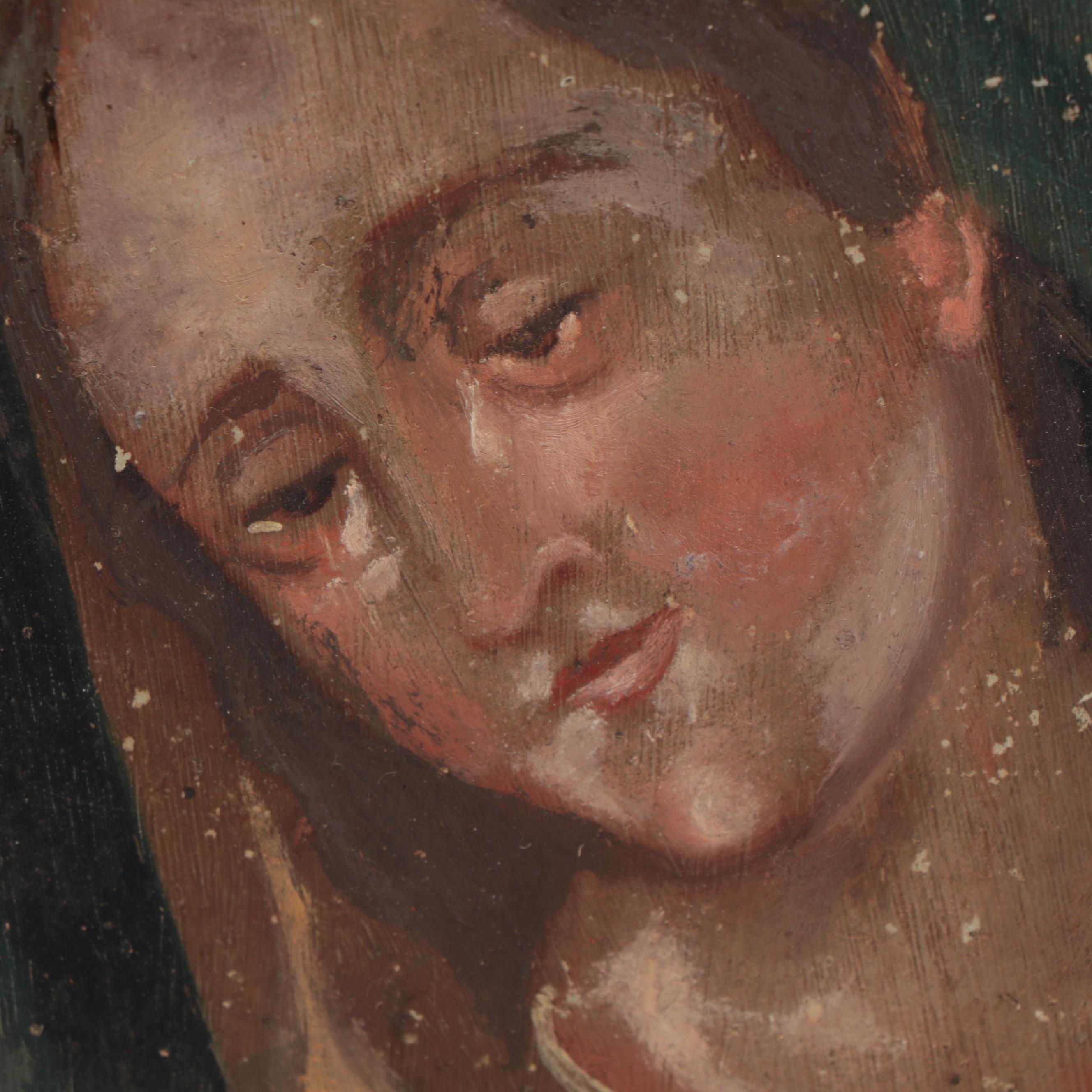 Mexican Retablo Painting of The Virgin Mary, Circa 1900