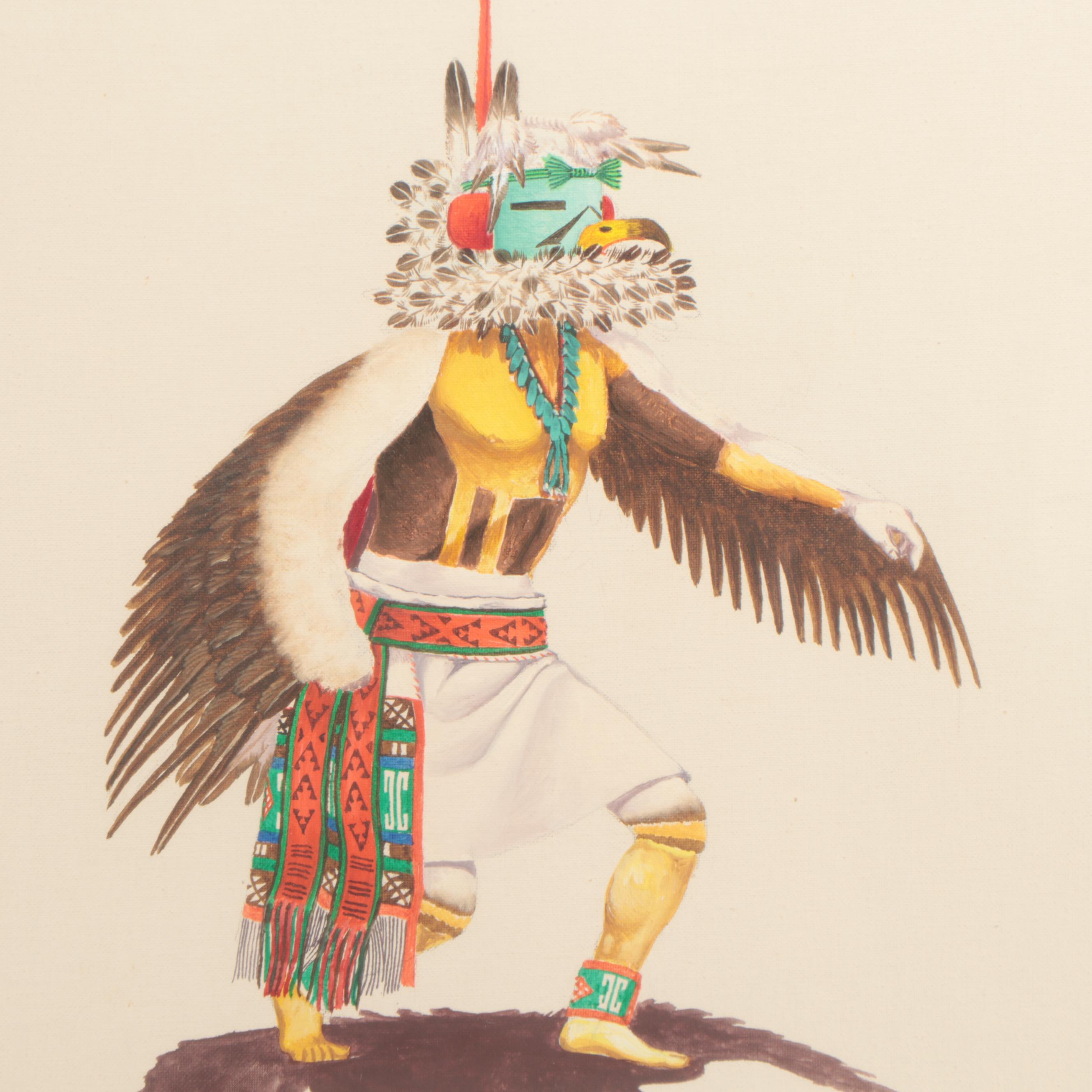 Ramson R. Honahnie Acrylic Painting "Hopi Eagle Dancer"