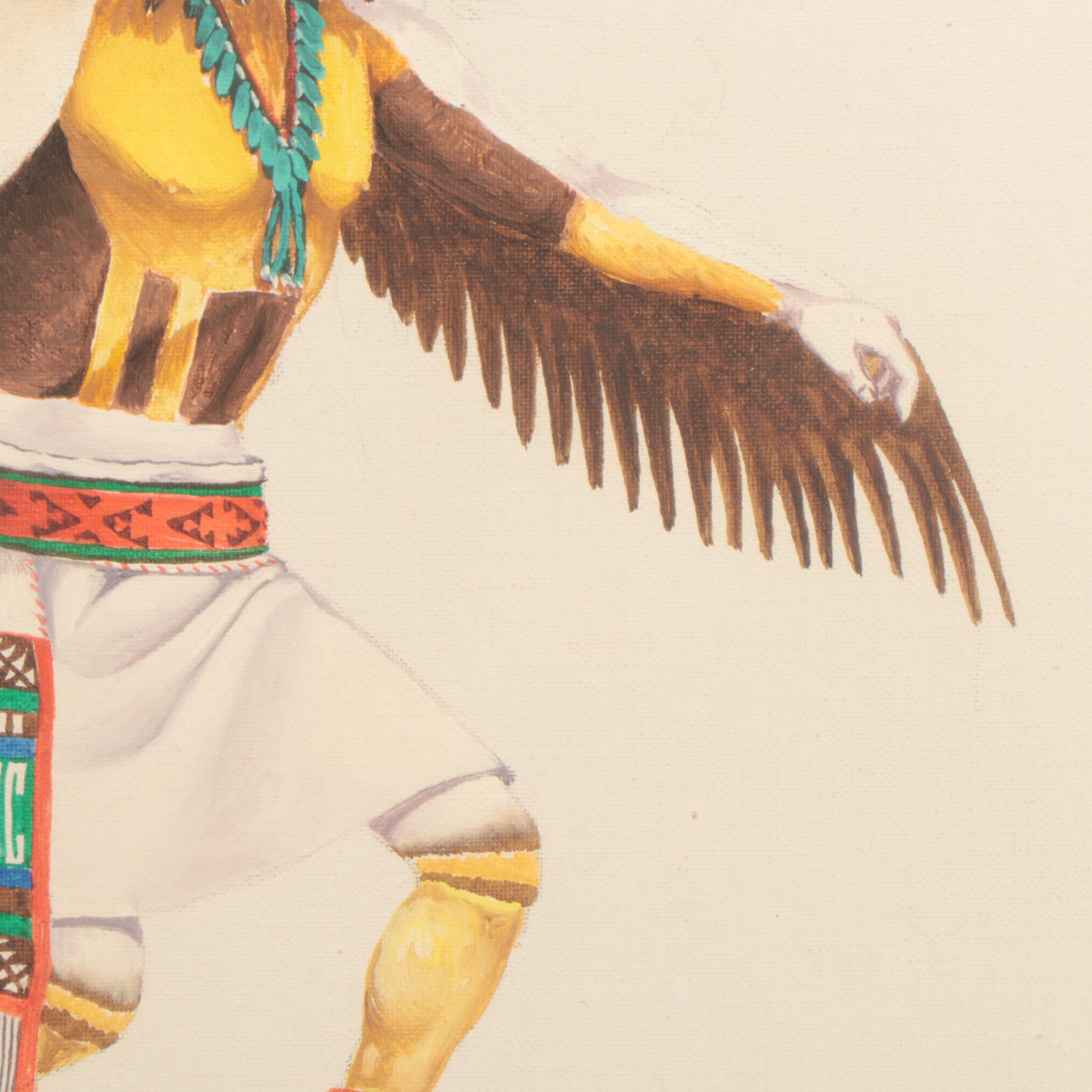 Ramson R. Honahnie Acrylic Painting "Hopi Eagle Dancer"