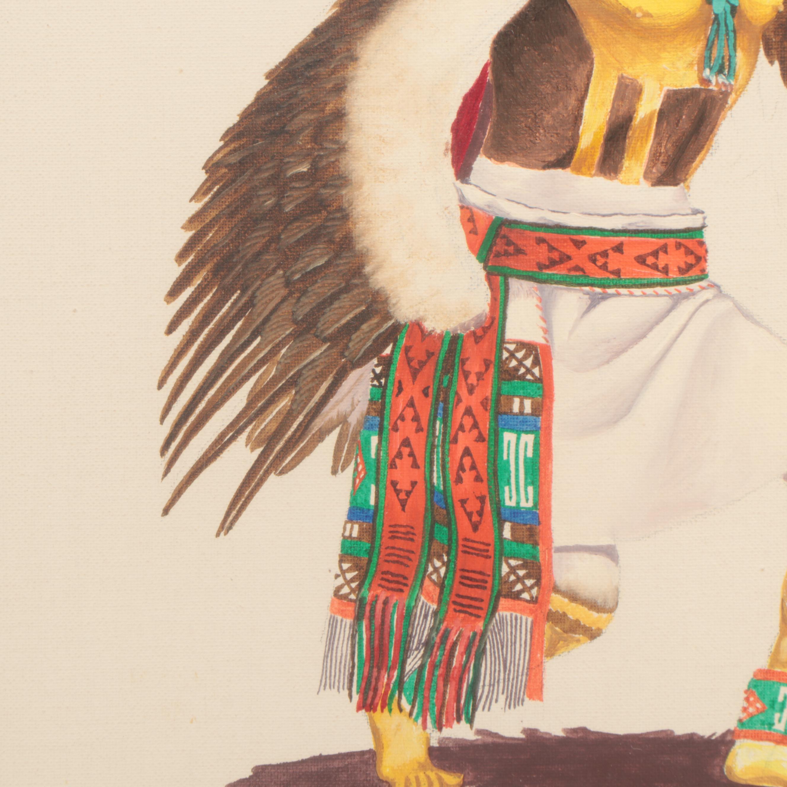 Ramson R. Honahnie Acrylic Painting "Hopi Eagle Dancer"