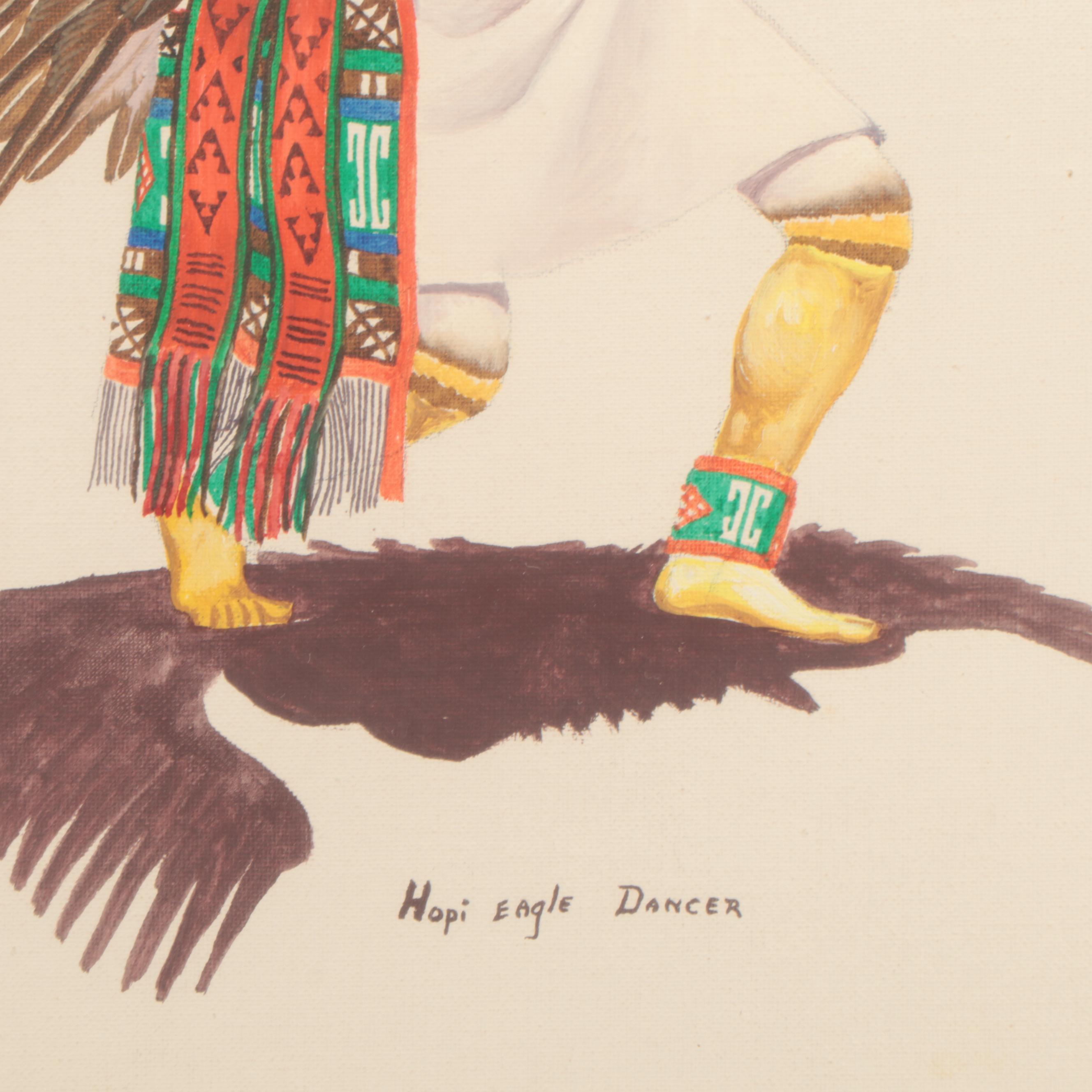Ramson R. Honahnie Acrylic Painting "Hopi Eagle Dancer"