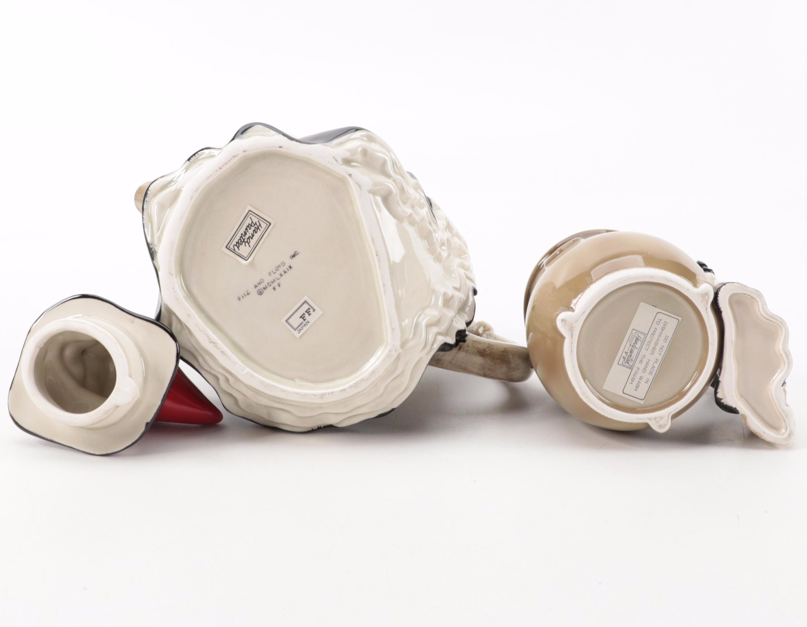 Fitz and Floyd "Kitchen Witch" Ceramic Teapot, Cups, Candle Holder and More