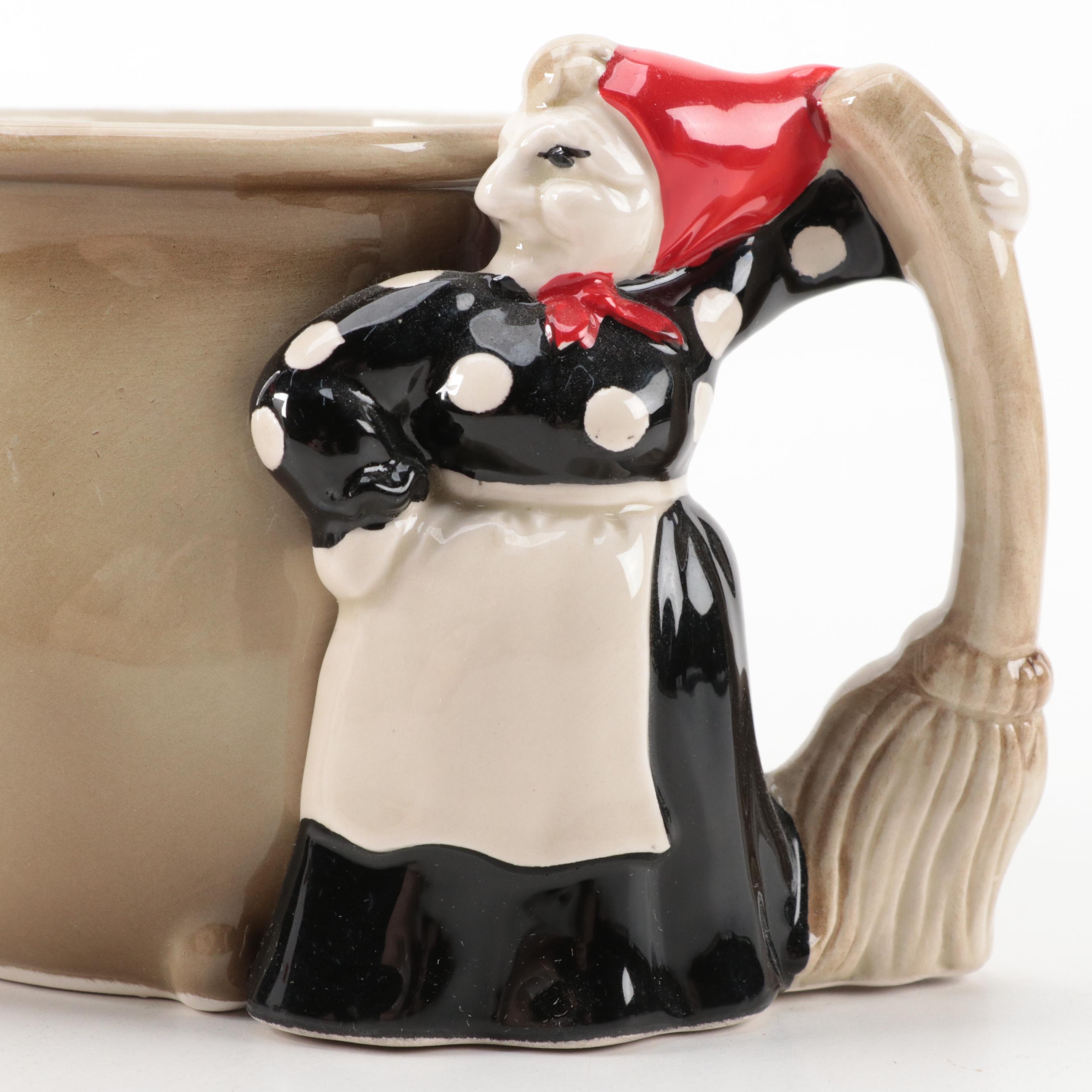Fitz and Floyd "Kitchen Witch" Ceramic Teapot, Cups, Candle Holder and More