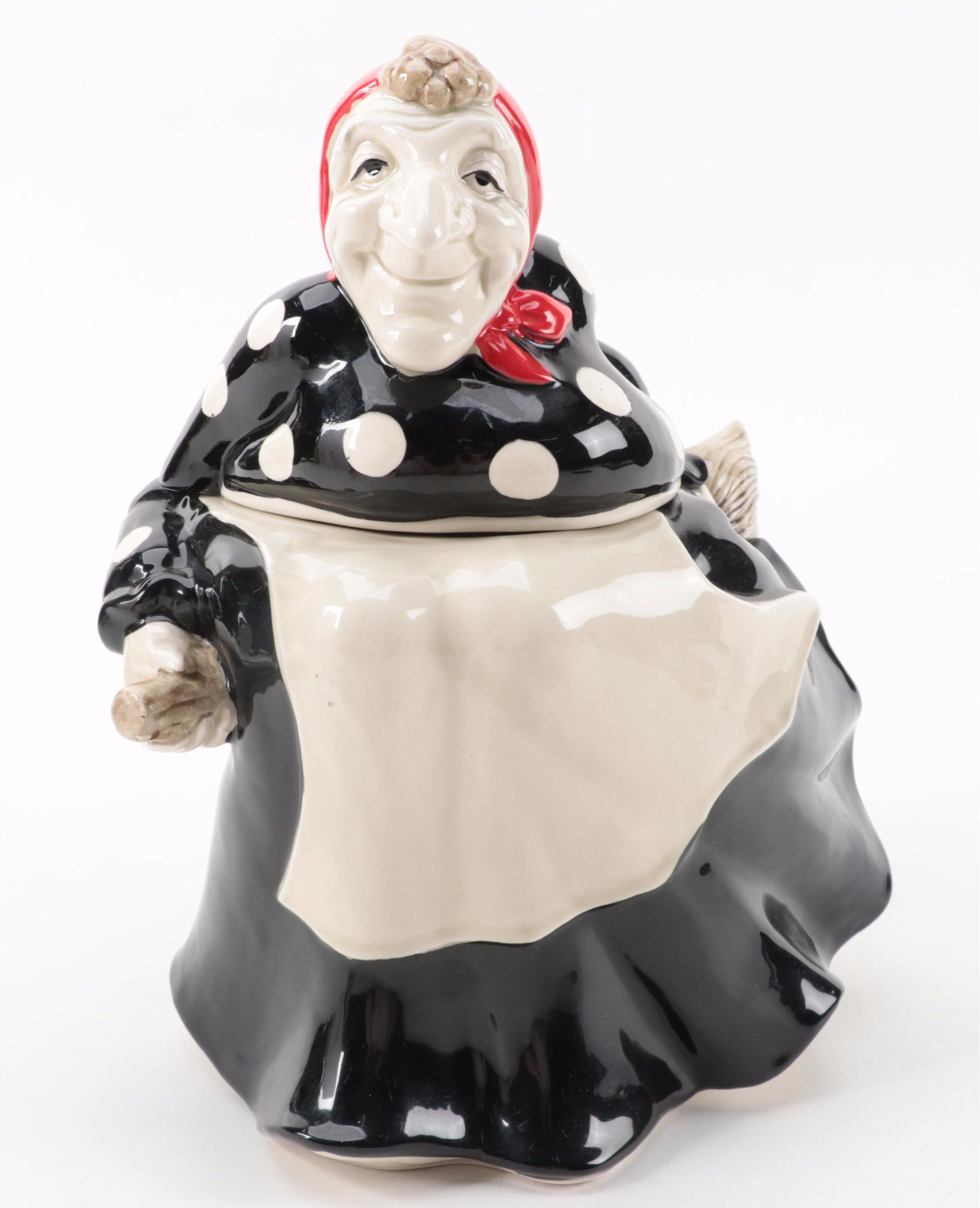 Fitz and Floyd "Kitchen Witch" Ceramic Teapot, Cups, Candle Holder and More
