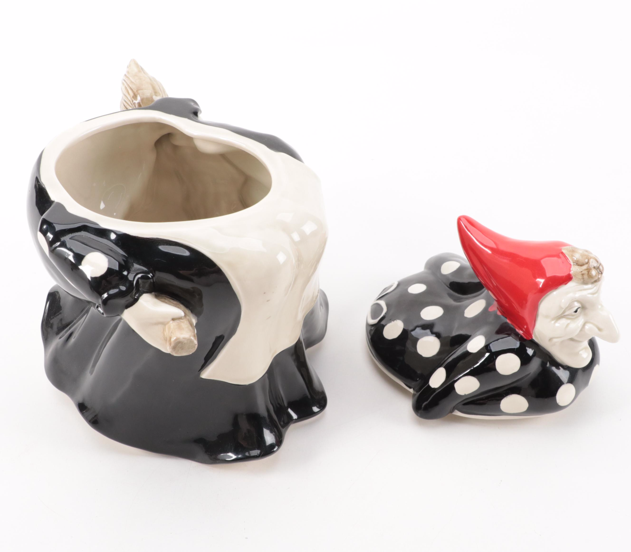 Fitz and Floyd "Kitchen Witch" Ceramic Teapot, Cups, Candle Holder and More