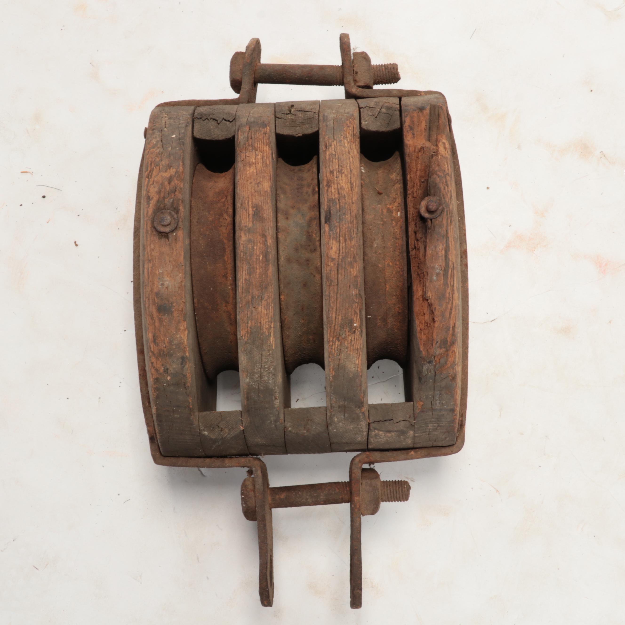 Triple Block Tackle Pulley, Late 19th to Early 20th Century