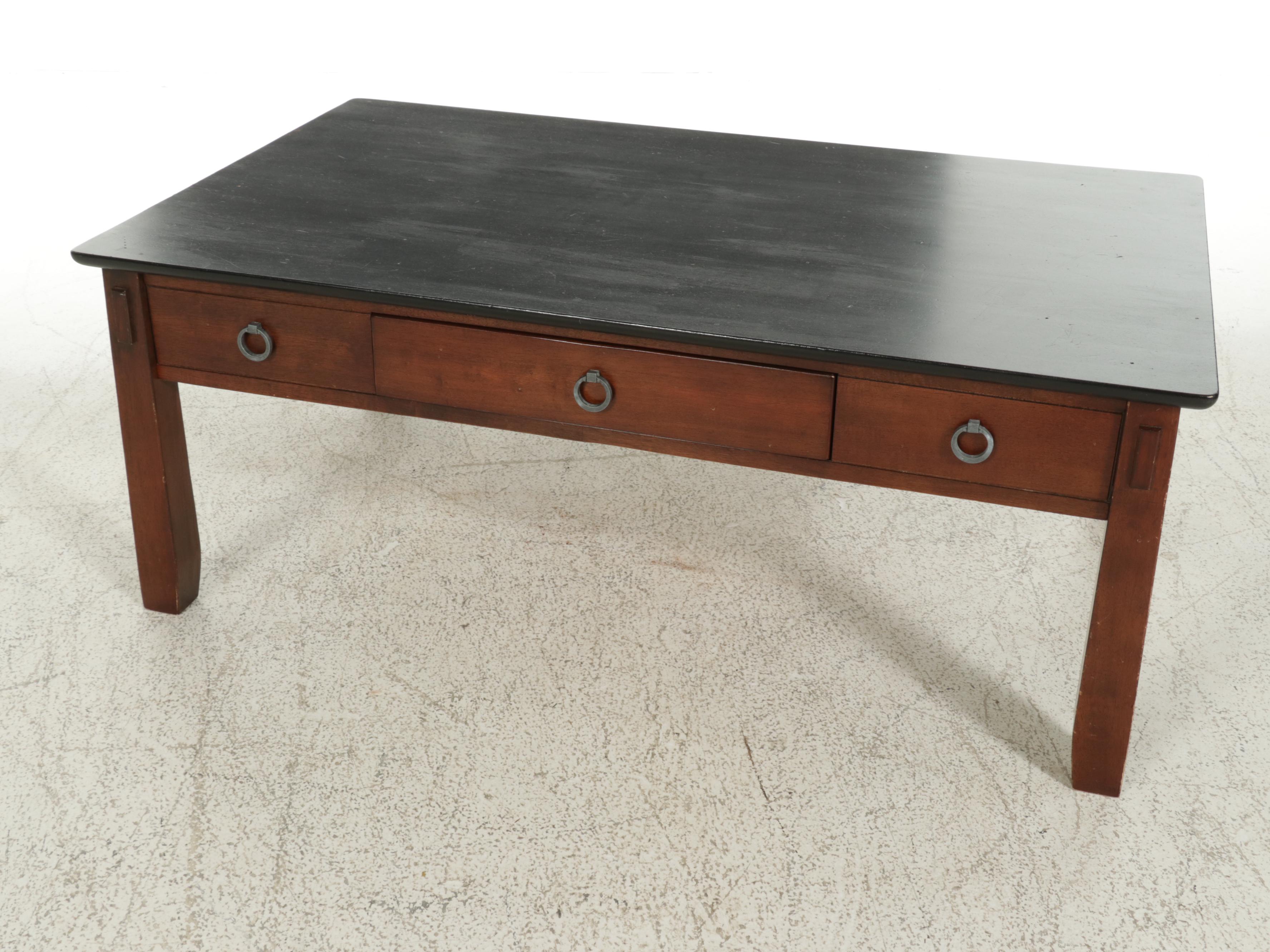 American Signature Single-Drawer Coffee Table with Ebonized Wood Top
