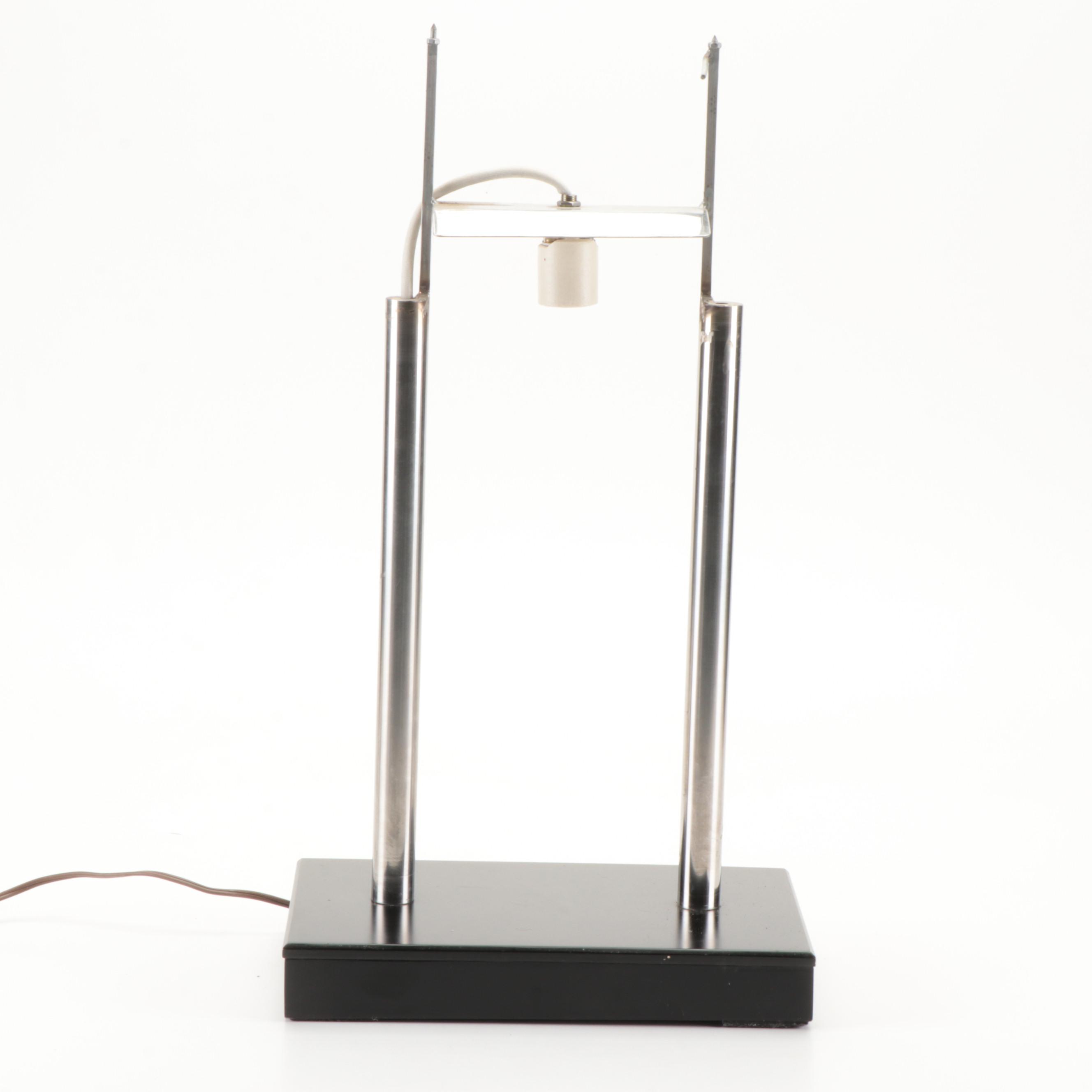 Wooden Shade Modernist Style Sculptural Accent Lamp