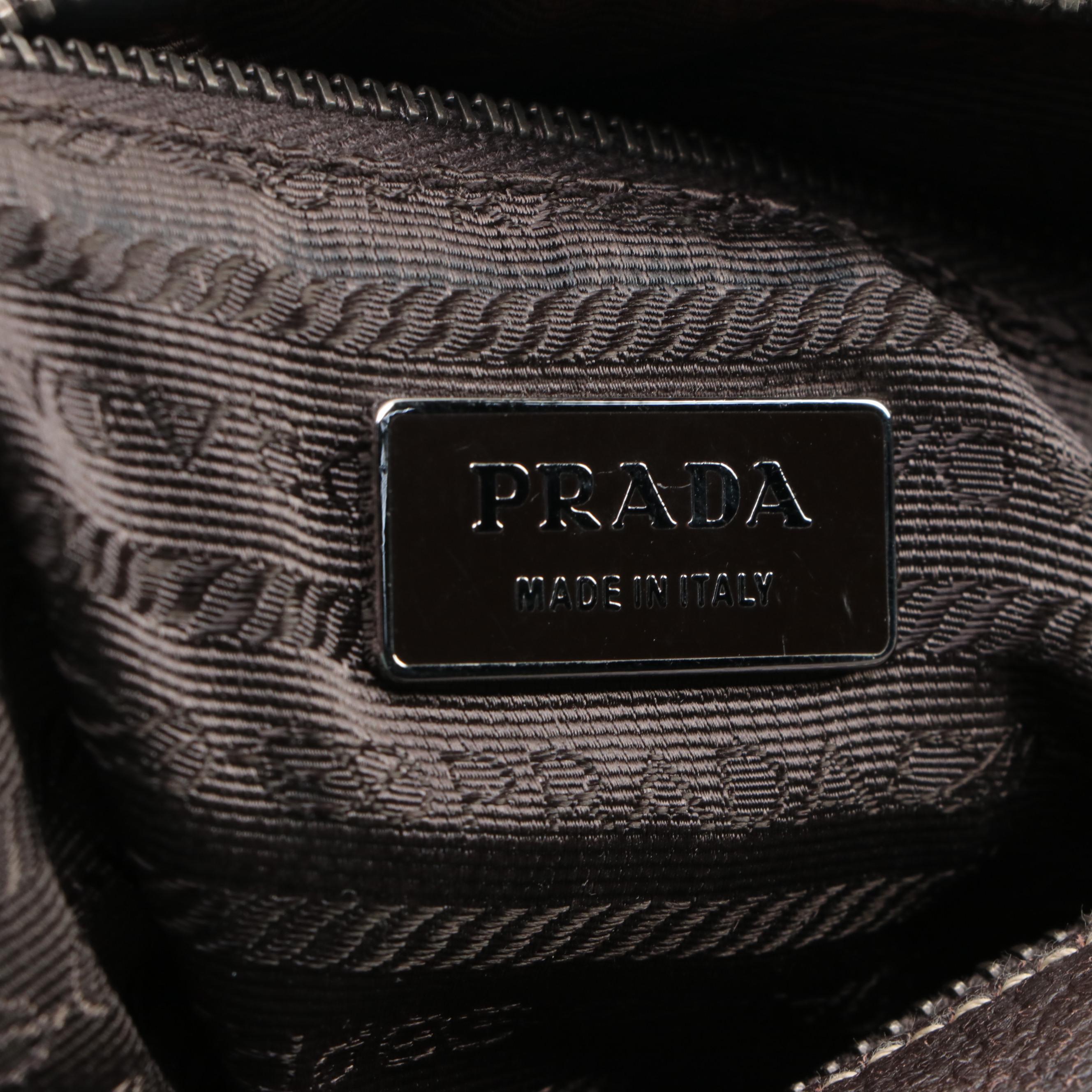 Prada Small Bauletto Handbag in Dark Brown Cinghiale Leather