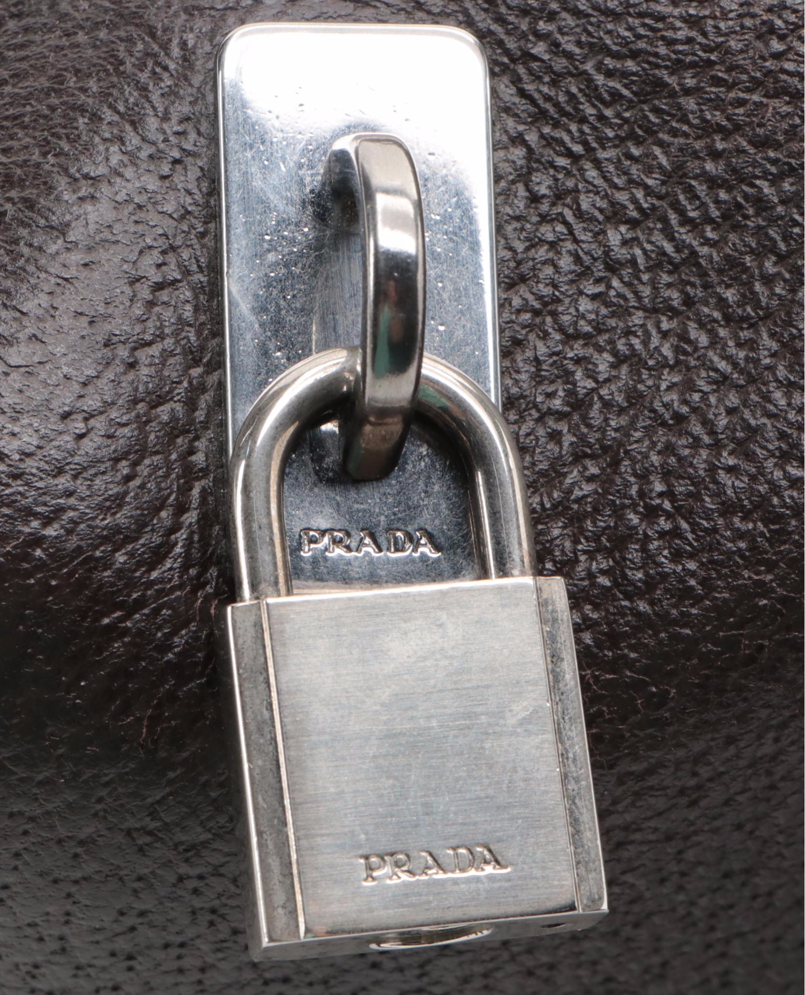 Prada Small Bauletto Handbag in Dark Brown Cinghiale Leather