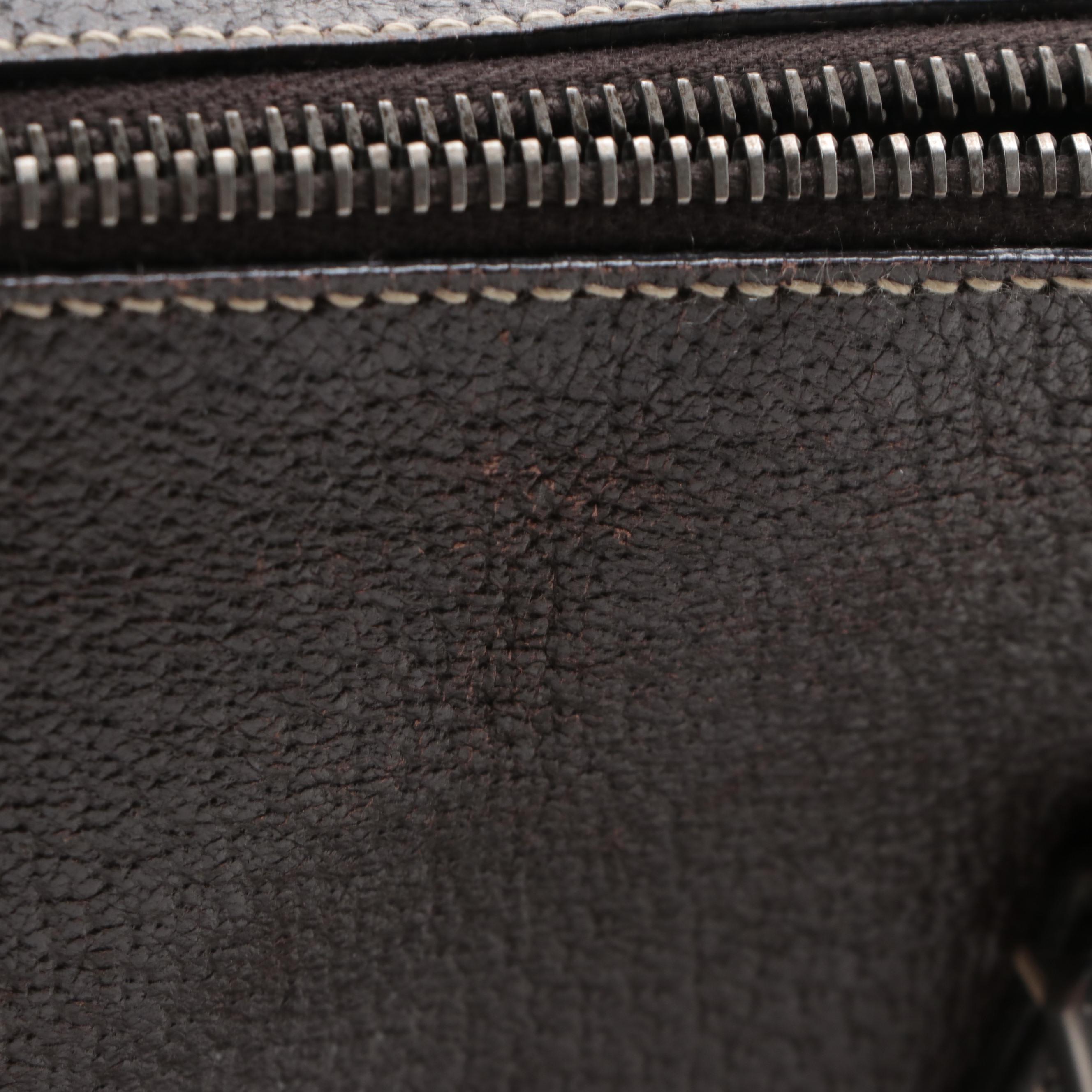 Prada Small Bauletto Handbag in Dark Brown Cinghiale Leather