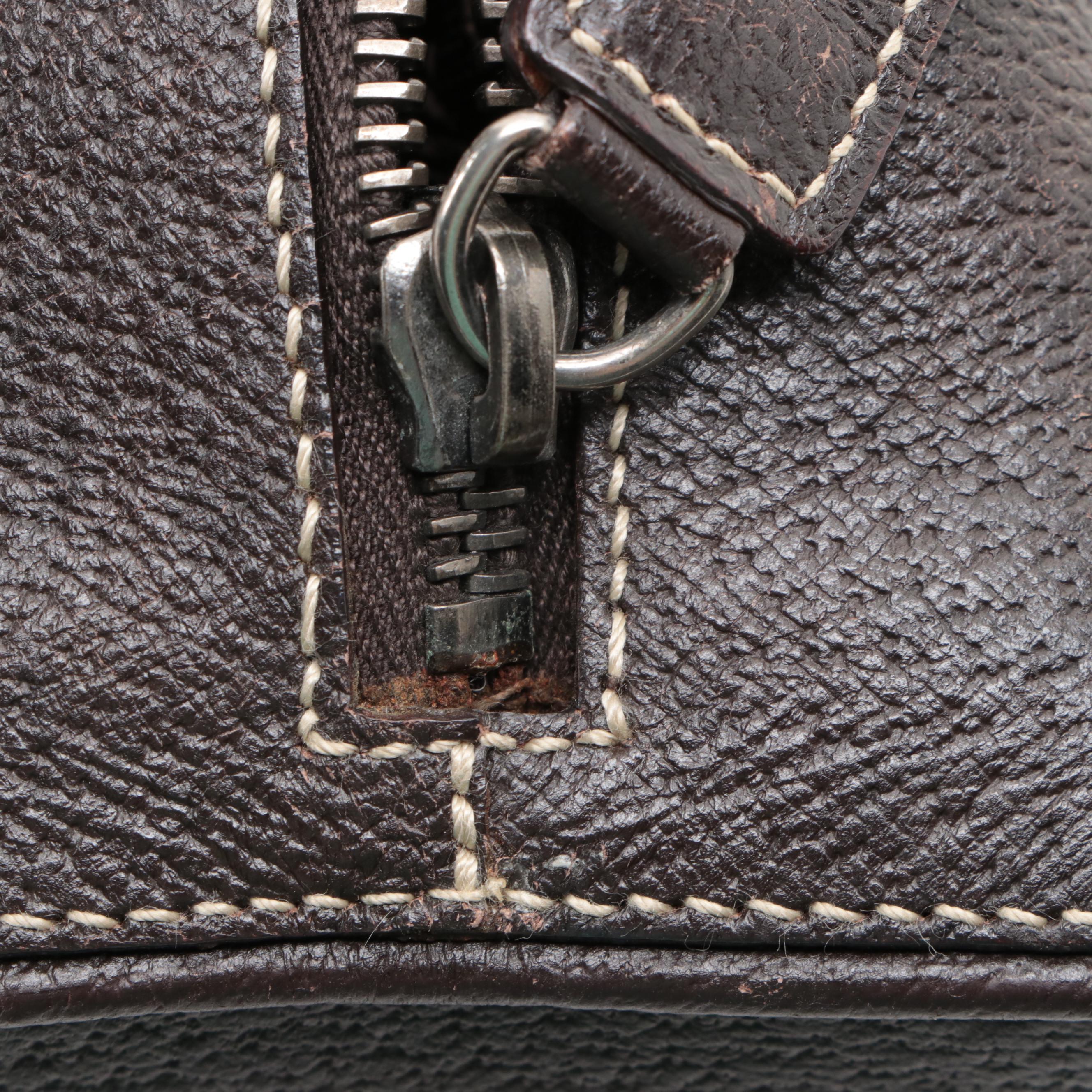 Prada Small Bauletto Handbag in Dark Brown Cinghiale Leather