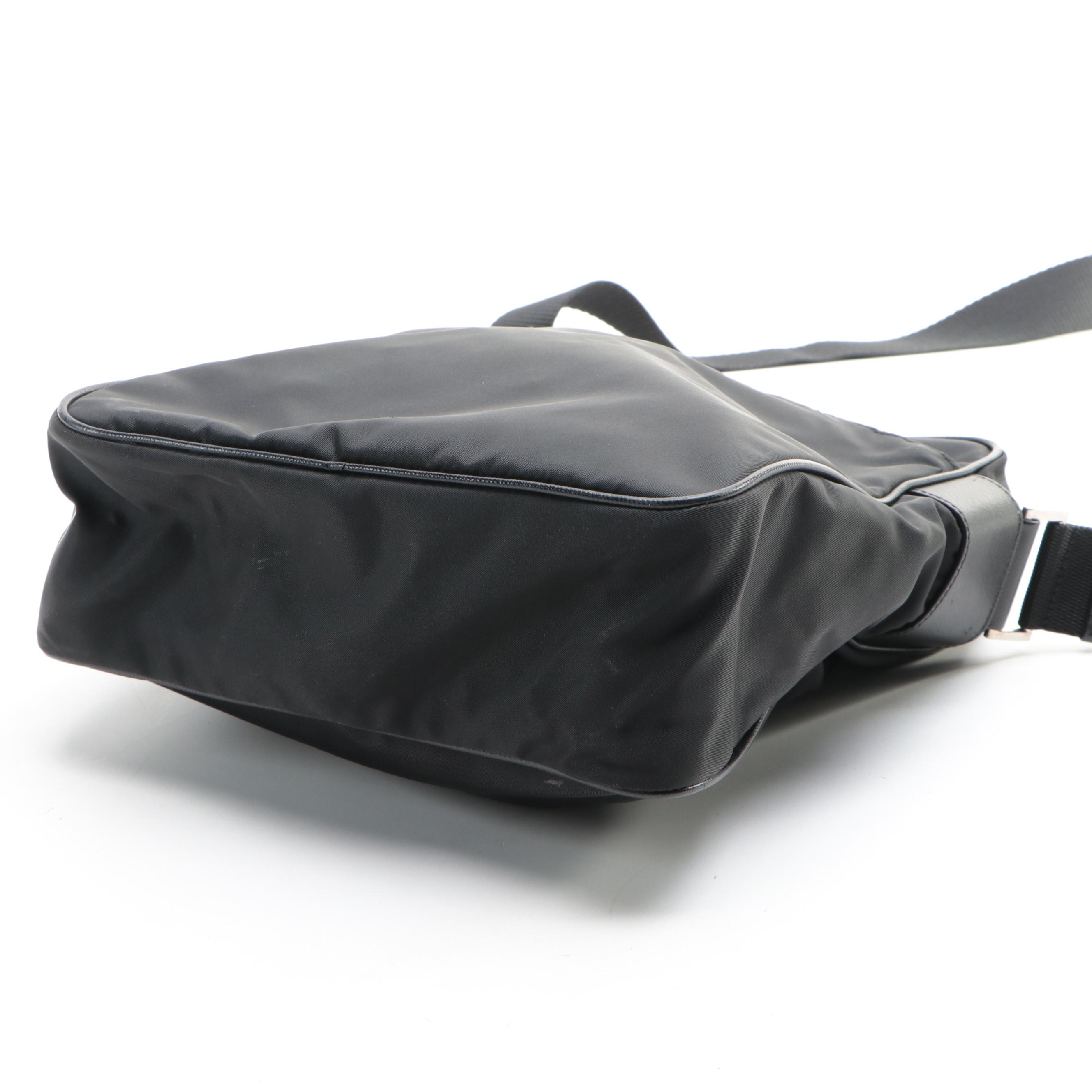 Prada Crossbody Bag in Black Tessuto Nylon and Saffiano Leather
